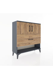 Arges Şifonyer 2 Raflı Tek Çekmeceli 2 Kapaklı 88x30x96 Antrasit-Çam