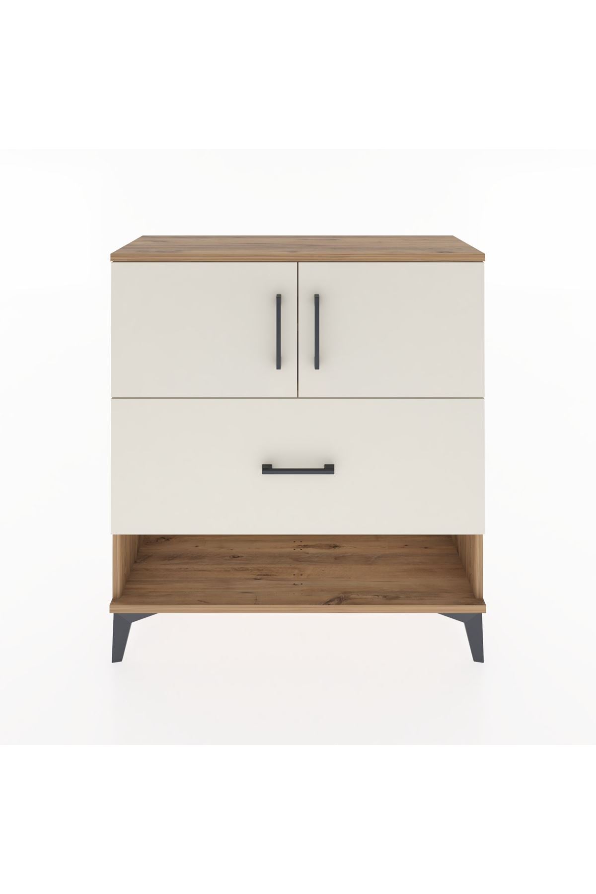 Arges Şifonyer 2 Raflı Tek Çekmeceli 2 Kapaklı 88x30x96 Çam-Aytaşı