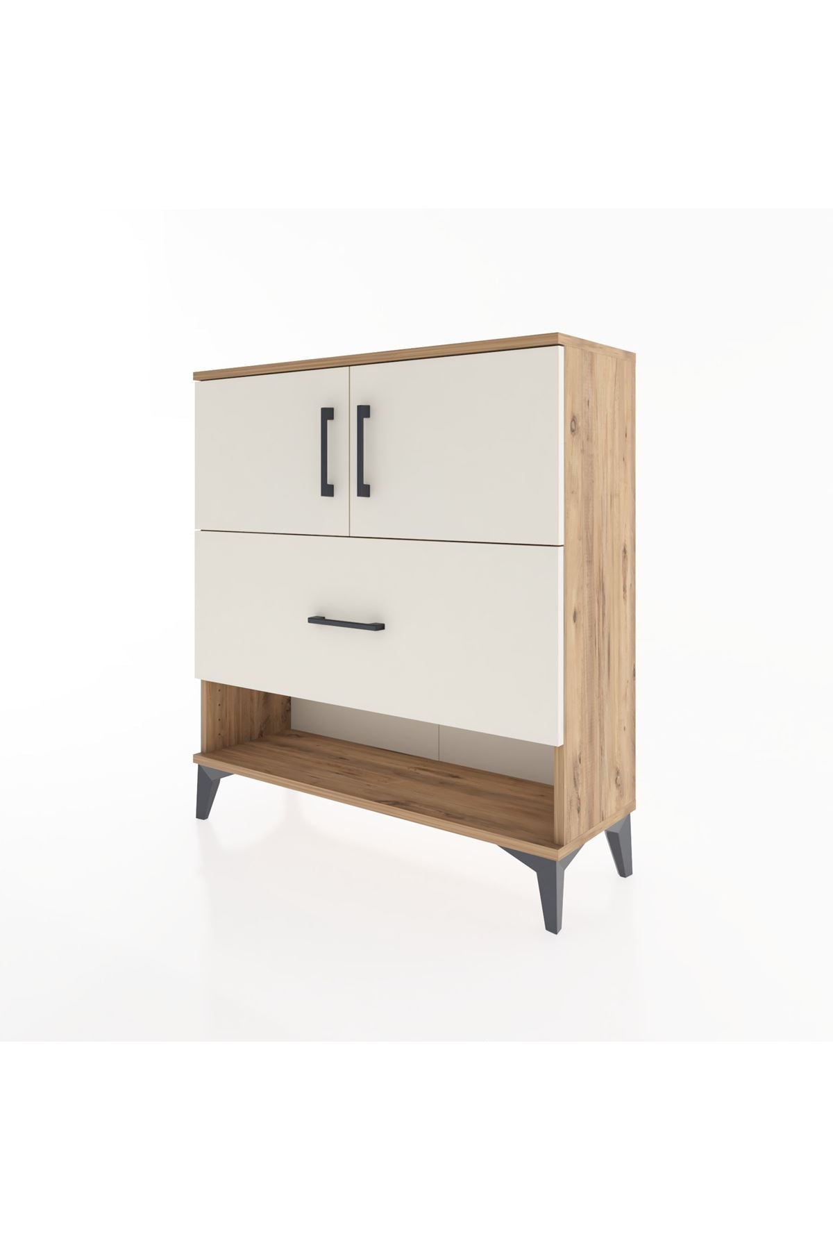 Arges Şifonyer 2 Raflı Tek Çekmeceli 2 Kapaklı 88x30x96 Çam-Aytaşı