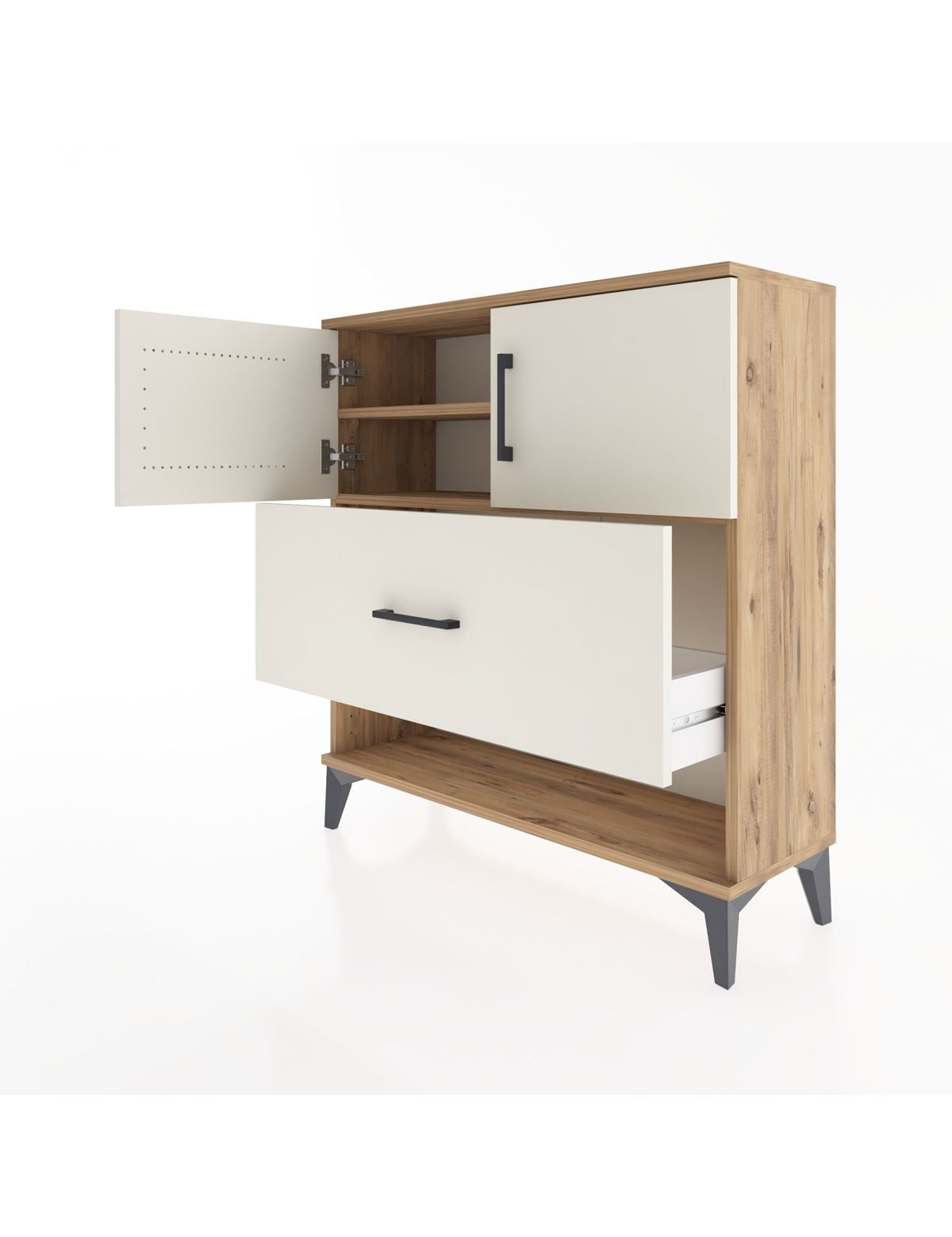 Arges Şifonyer 2 Raflı Tek Çekmeceli 2 Kapaklı 88x30x96 - S04M056V7A