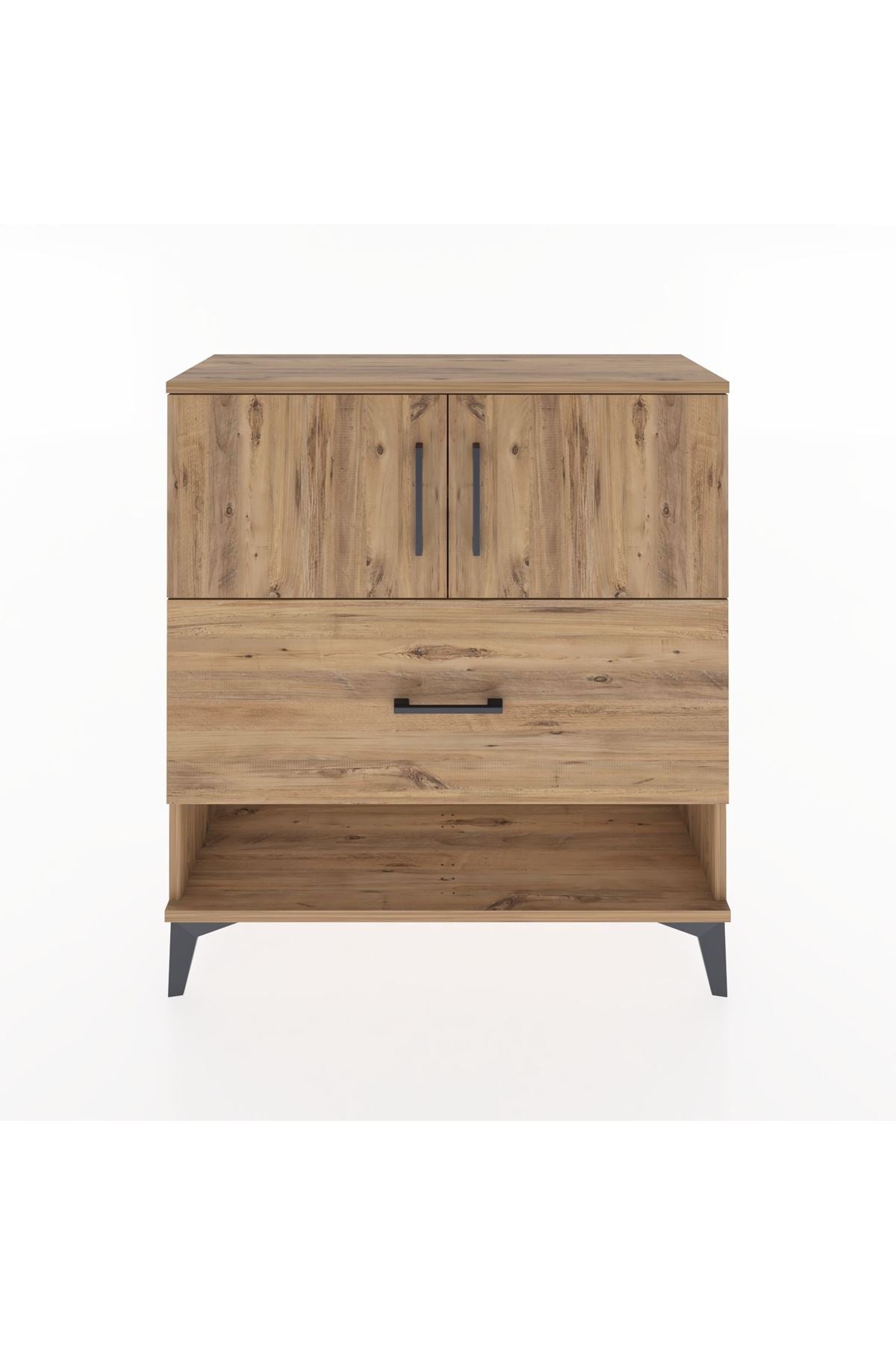 Arges Şifonyer 2 Raflı Tek Çekmeceli 2 Kapaklı 88x30x96 Çam-Çam