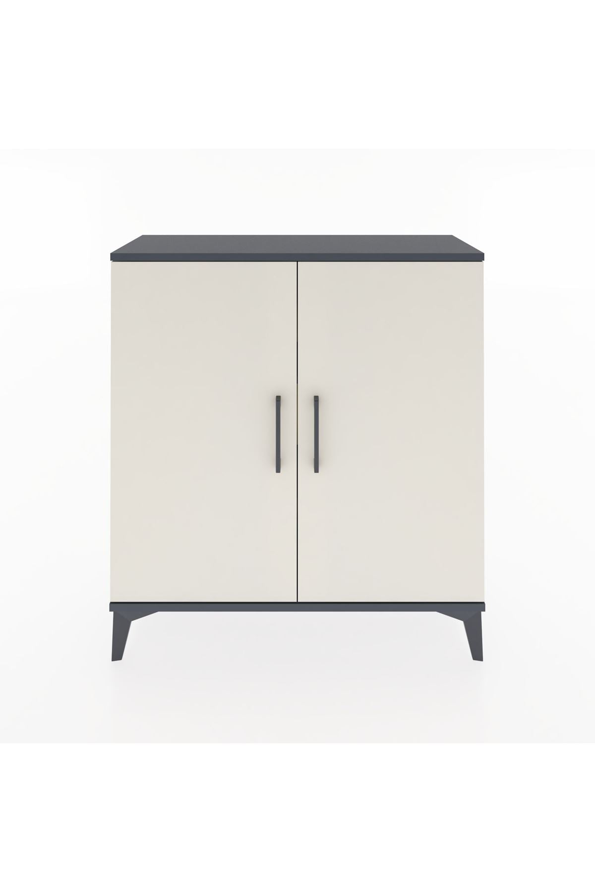 Arges Şifonyer 2 Raflı 2 Kapaklı 88x30x96 Antrasit-Aytaşı