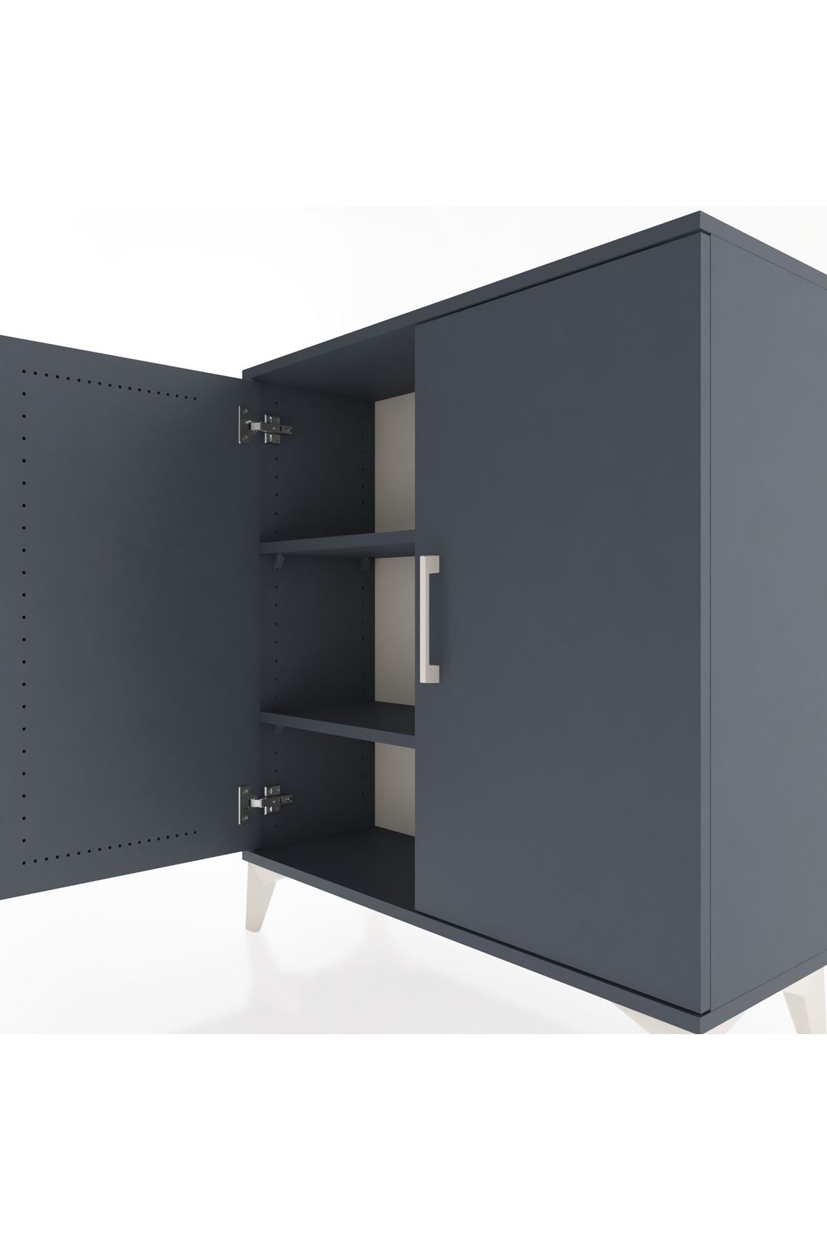 Arges Şifonyer 2 Raflı 2 Kapaklı 88x30x96 Antrasit-Antrasit