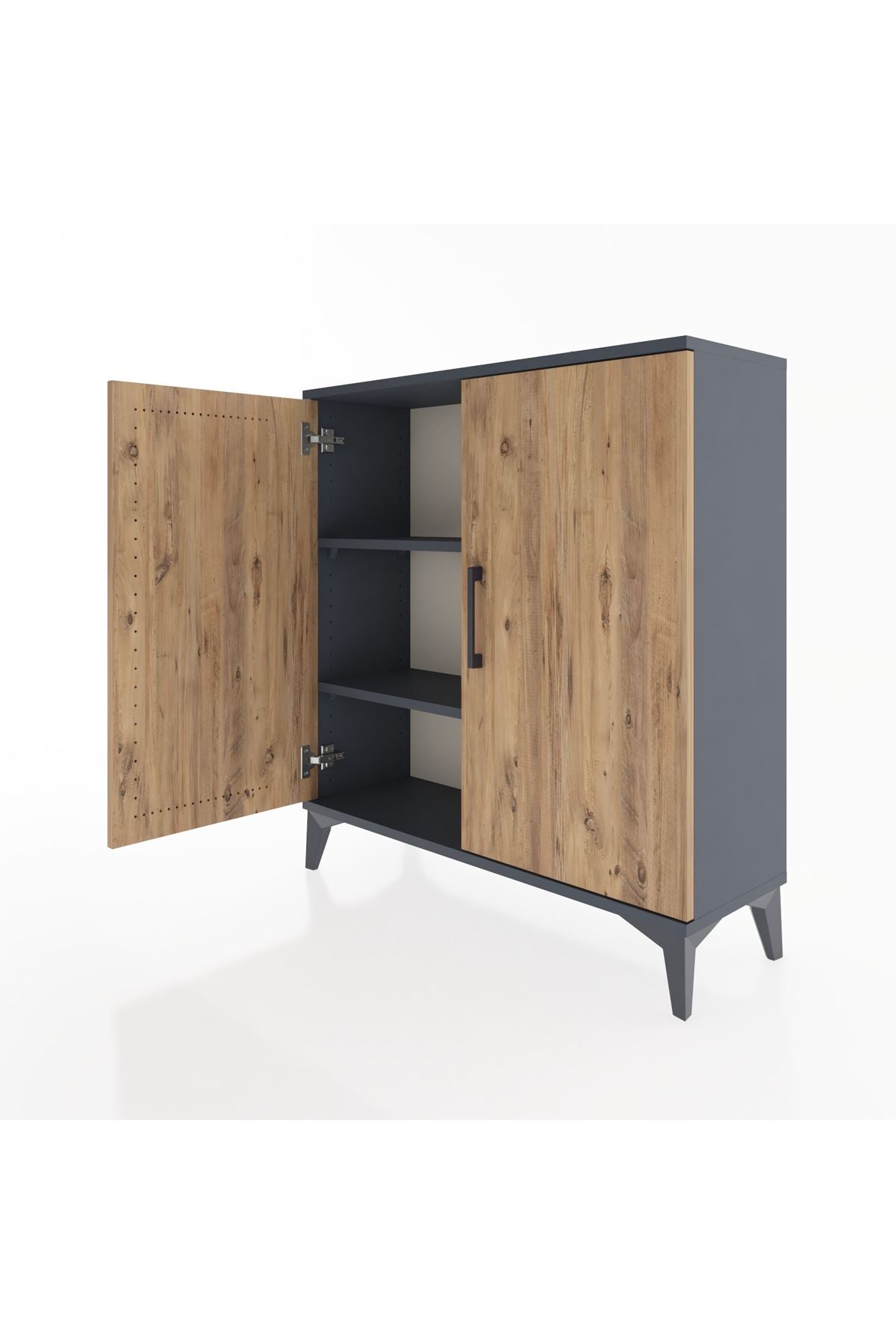 Arges Şifonyer 2 Raflı 2 Kapaklı 88x30x96 Antrasit-Çam