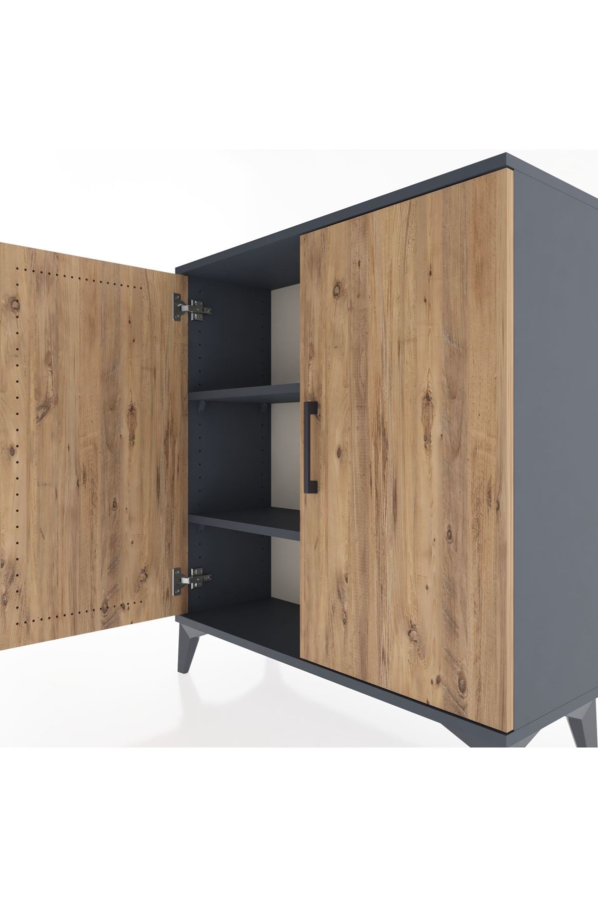 Arges Şifonyer 2 Raflı 2 Kapaklı 88x30x96 Antrasit-Çam