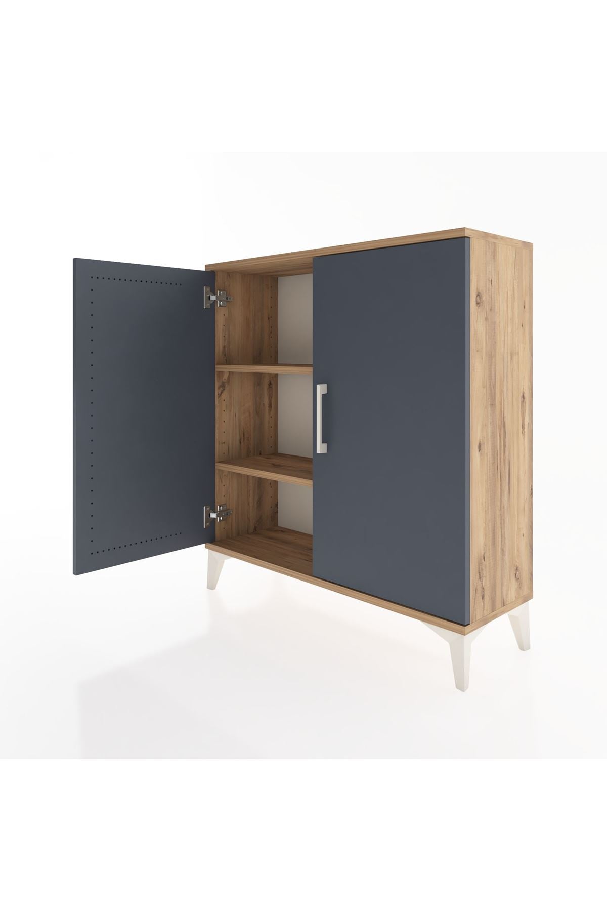 Arges Şifonyer 2 Raflı 2 Kapaklı 88x30x96 Çam-Antrasit