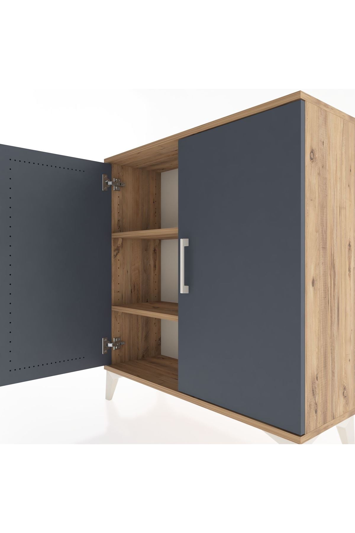 Arges Şifonyer 2 Raflı 2 Kapaklı 88x30x96 Çam-Antrasit