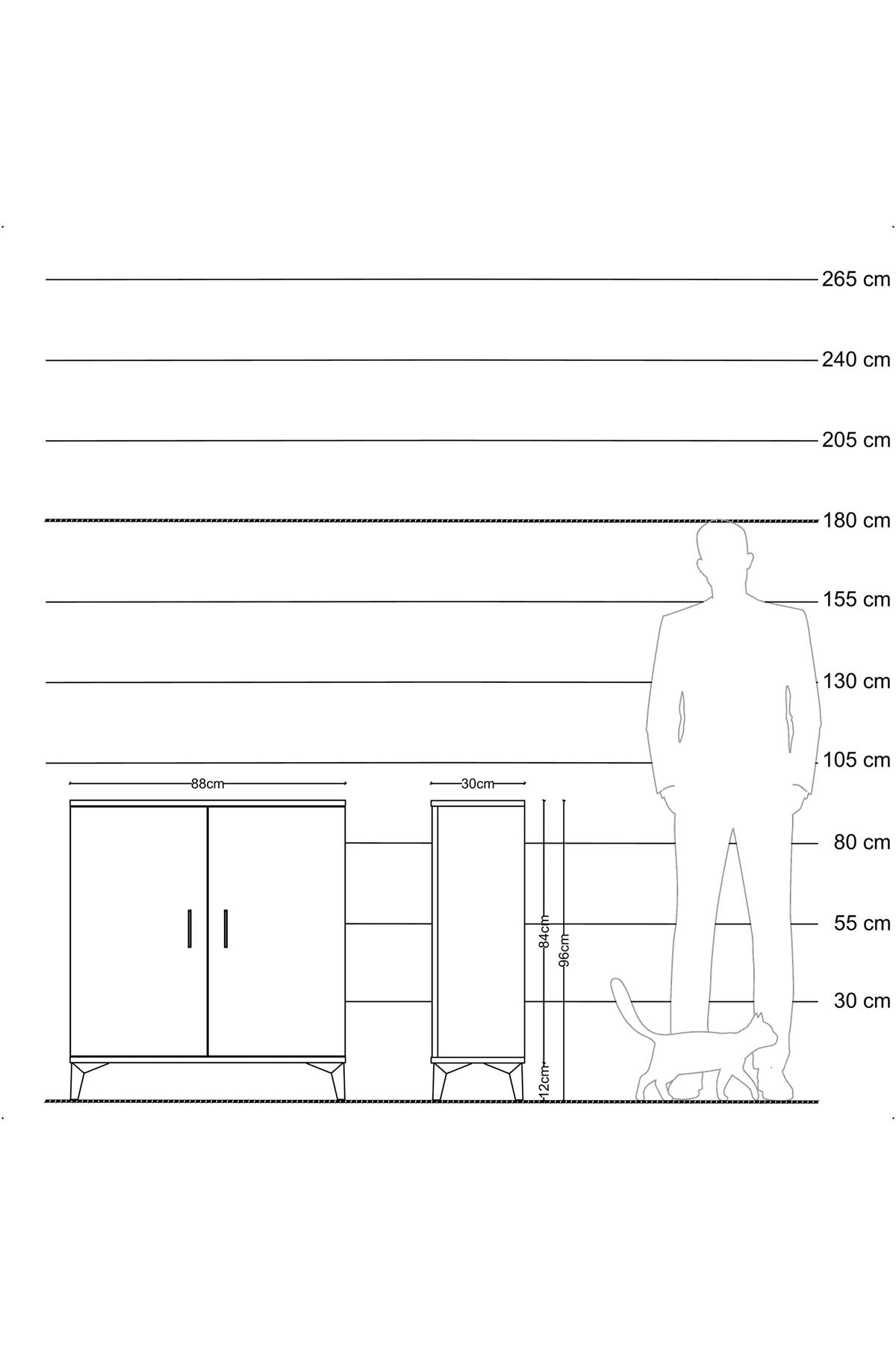 Arges Şifonyer 2 Kapaklı 88x30x96 Çam-Antrasit
