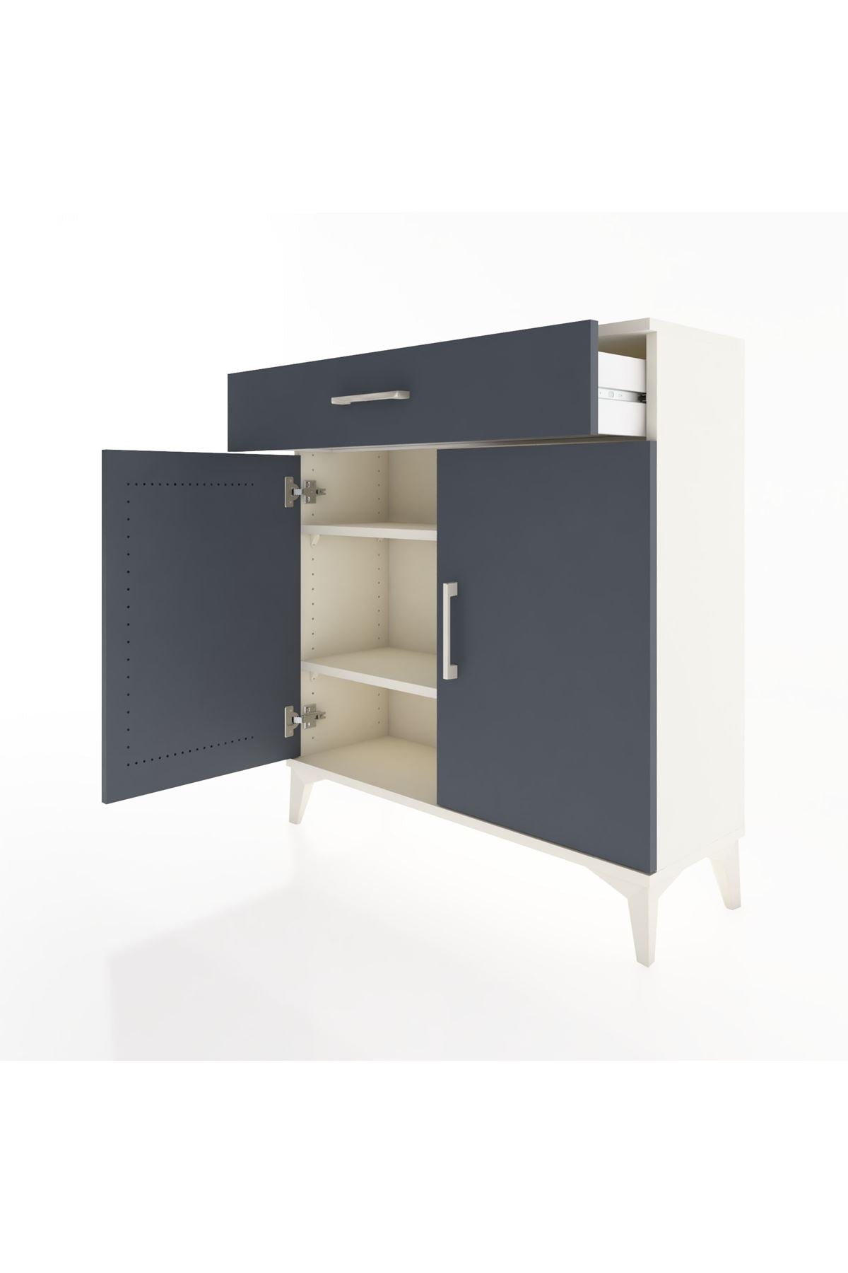 Arges Şifonyer 2 Raflı Tek Çekmeceli 2 Kapaklı 88x30x96 Aytaşı-Antrasit