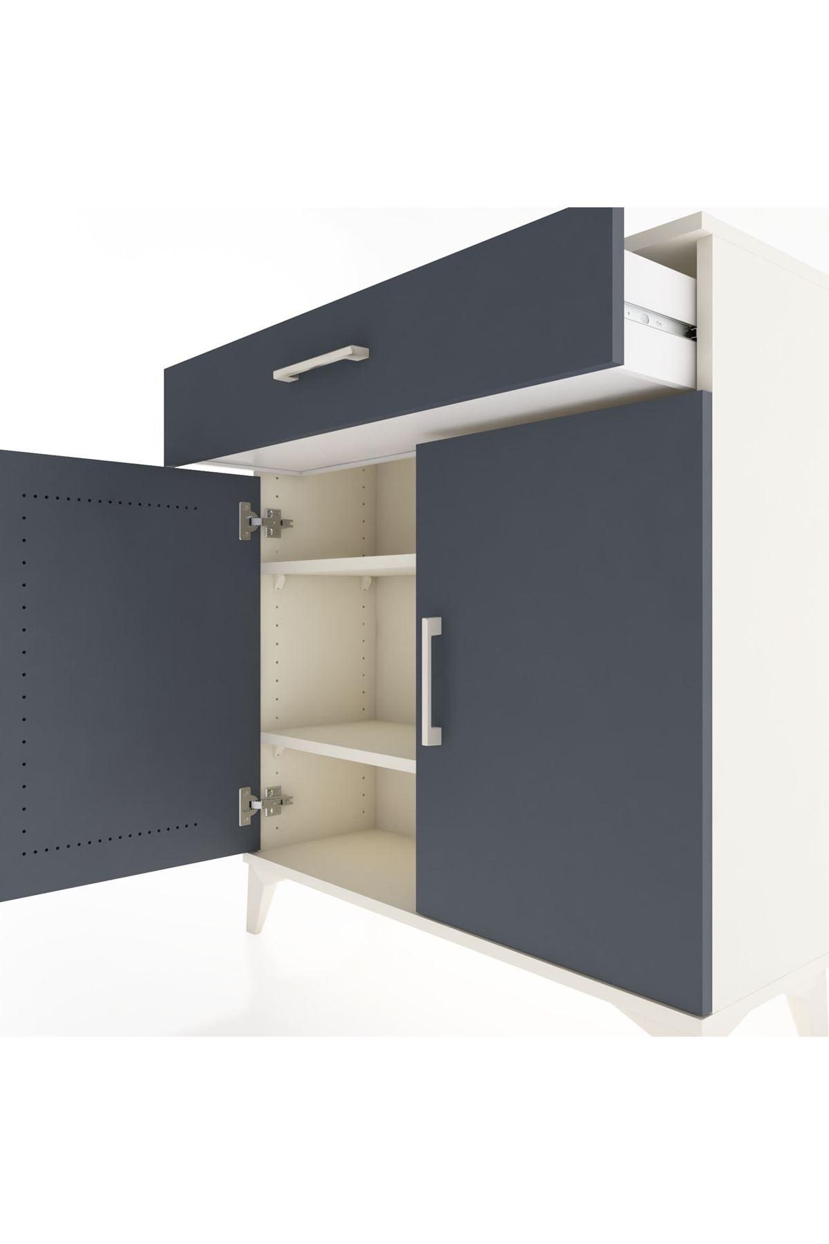 Arges Şifonyer 2 Raflı Tek Çekmeceli 2 Kapaklı 88x30x96 Aytaşı-Antrasit