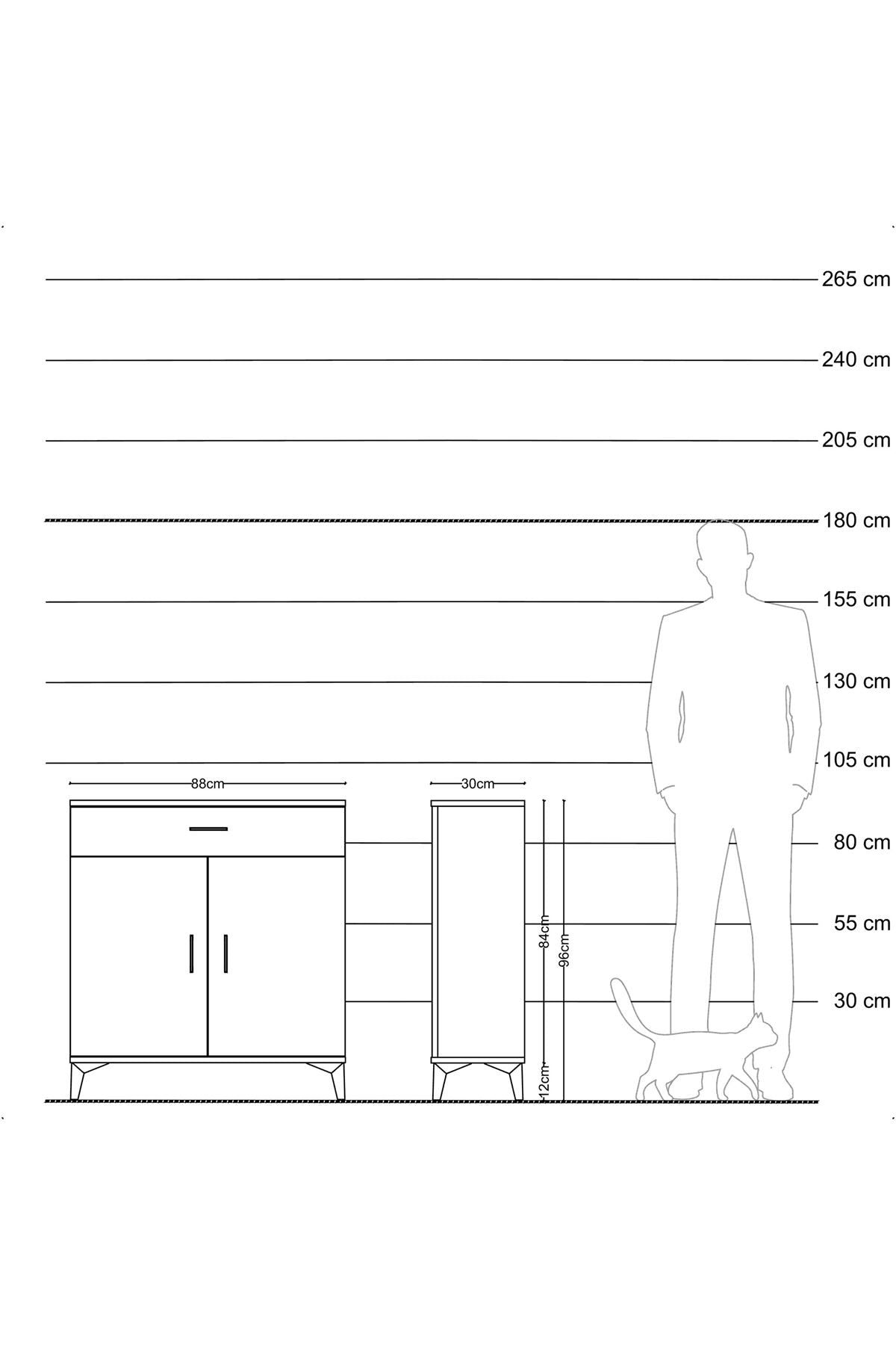 Arges Şifonyer 2 Raflı Tek Çekmeceli 2 Kapaklı 88x30x96 Aytaşı-Antrasit