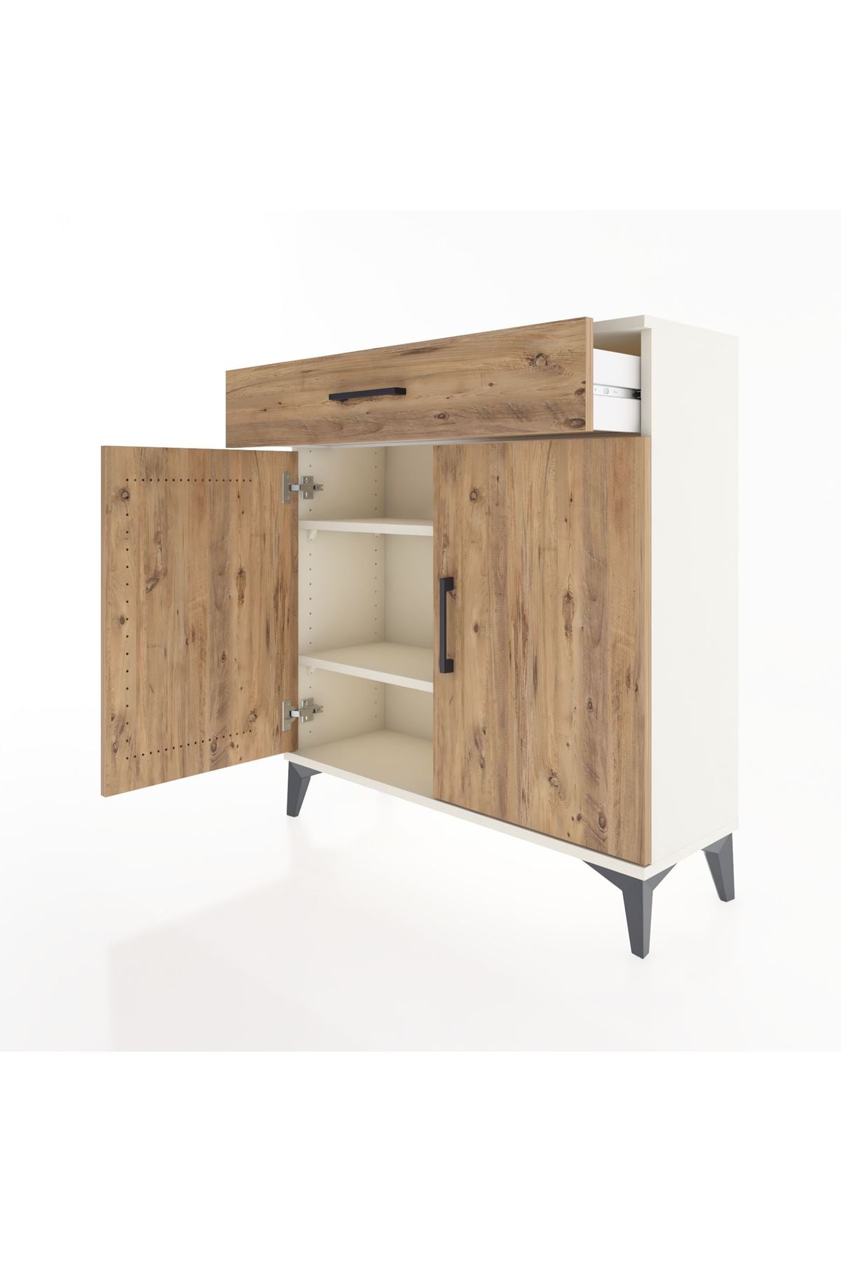 Arges Şifonyer 2 Raflı Tek Çekmeceli 2 Kapaklı 88x30x96 Aytaşı-Çam