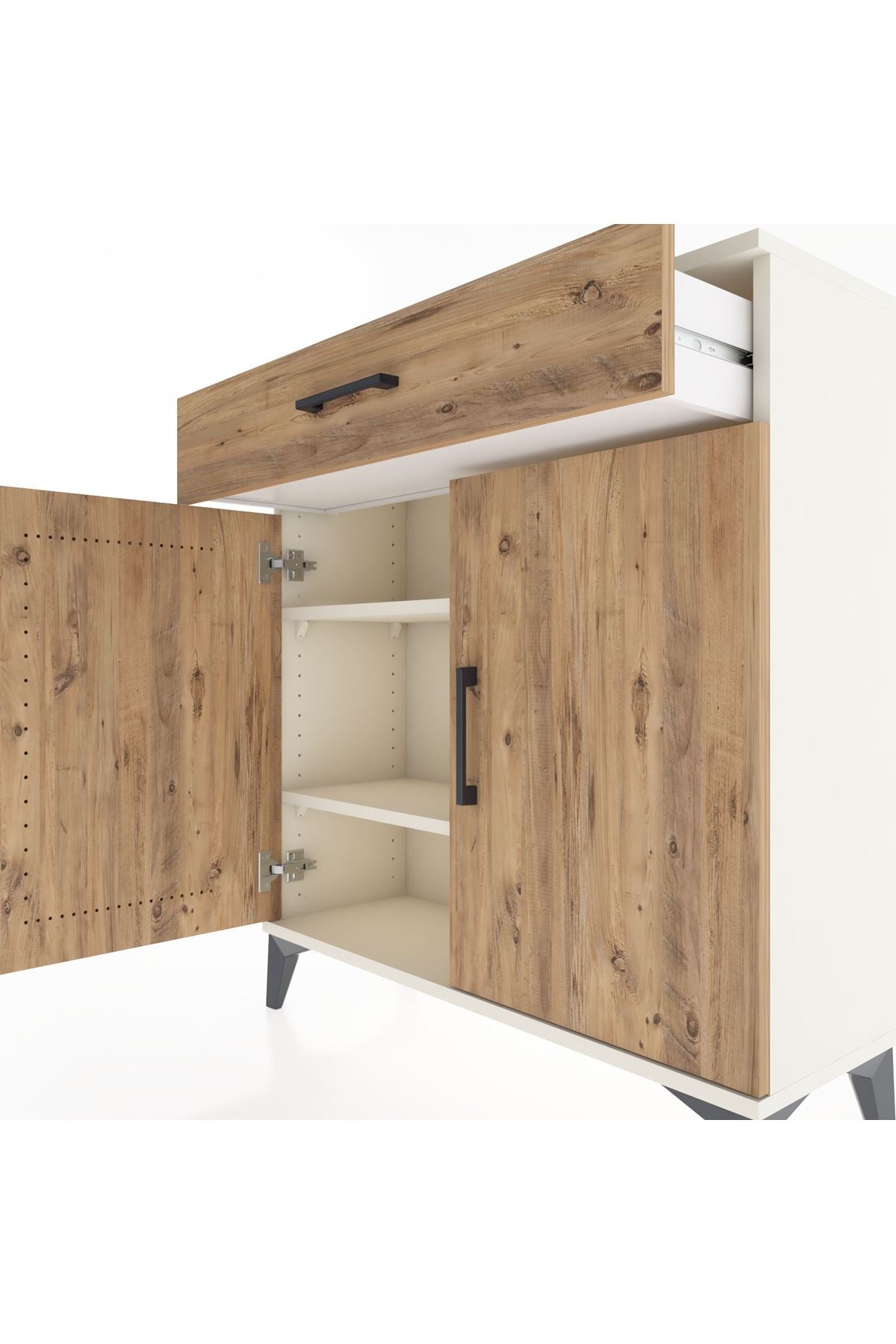 Arges Şifonyer 2 Raflı Tek Çekmeceli 2 Kapaklı 88x30x96 Aytaşı-Çam