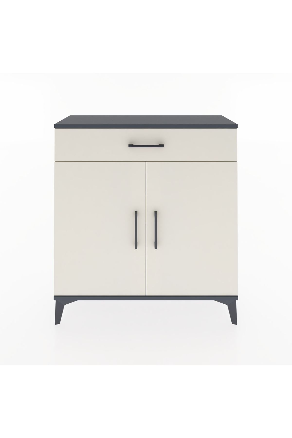 Arges Şifonyer 2 Raflı Tek Çekmeceli 2 Kapaklı 88x30x96 Antrasit-Aytaşı