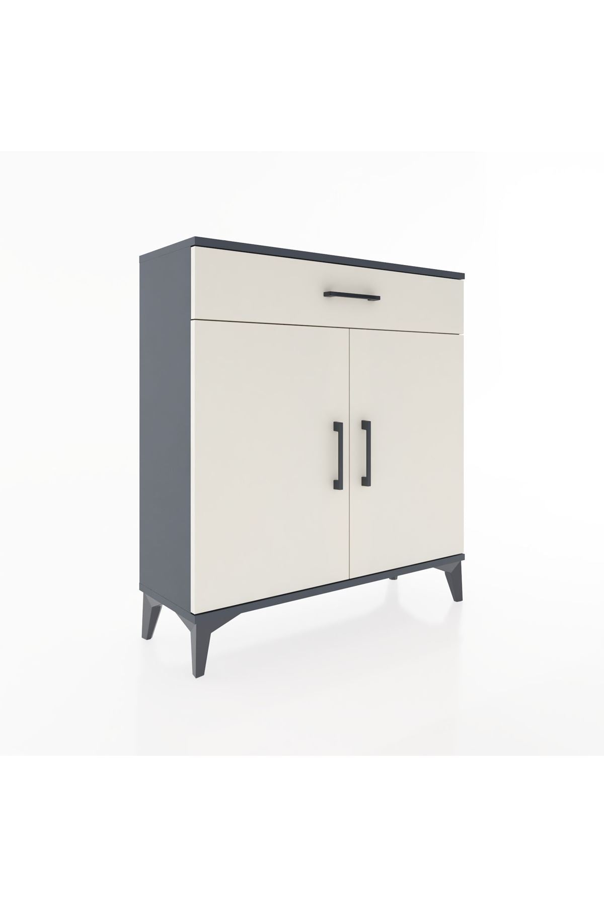 Arges Şifonyer 2 Raflı Tek Çekmeceli 2 Kapaklı 88x30x96 Antrasit-Aytaşı