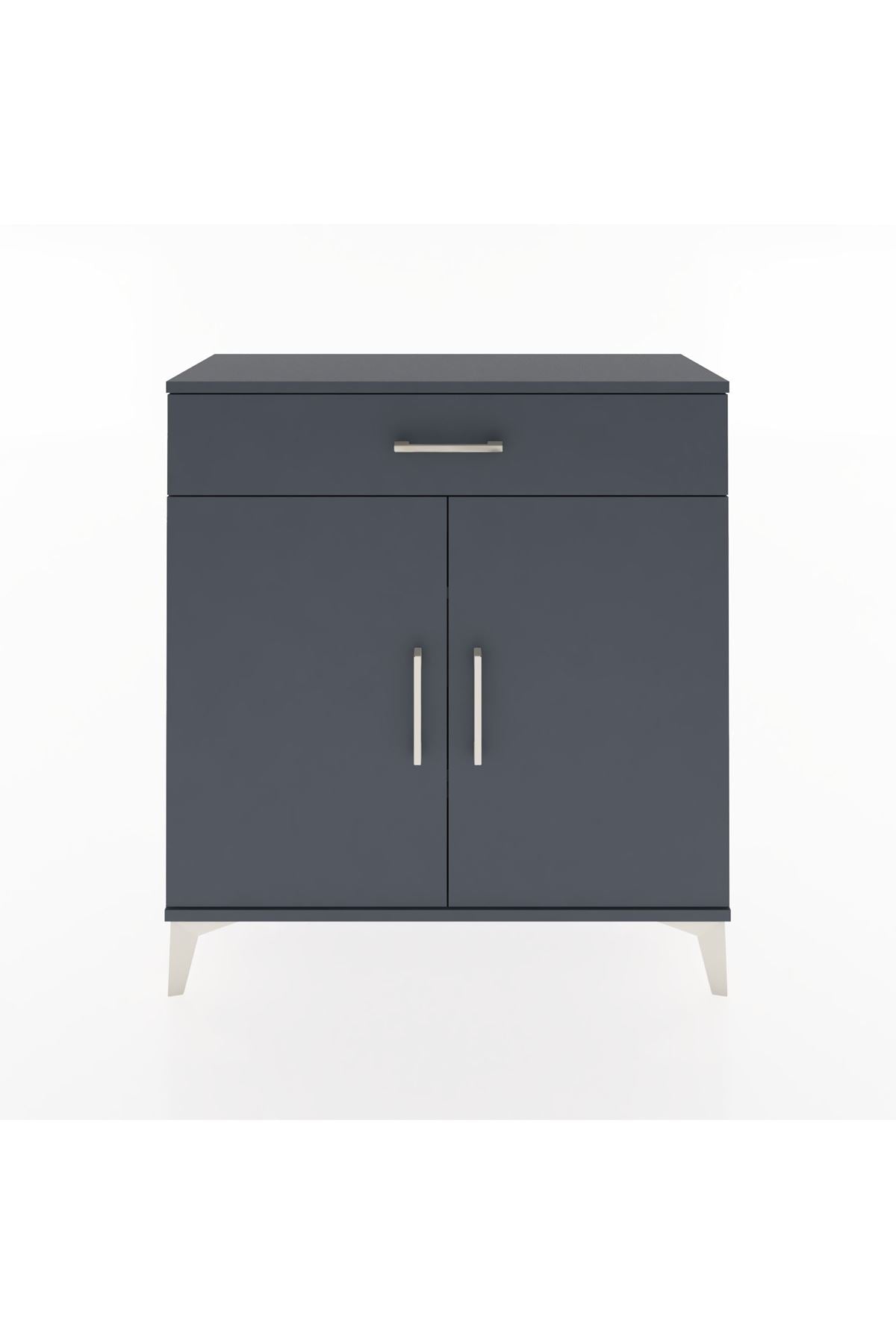 Arges Şifonyer 2 Raflı Tek Çekmeceli 2 Kapaklı 88x30x96 Antrasit-Antrasit