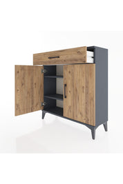 Arges Şifonyer 2 Raflı Tek Çekmeceli 2 Kapaklı 88x30x96 Antrasit-Çam