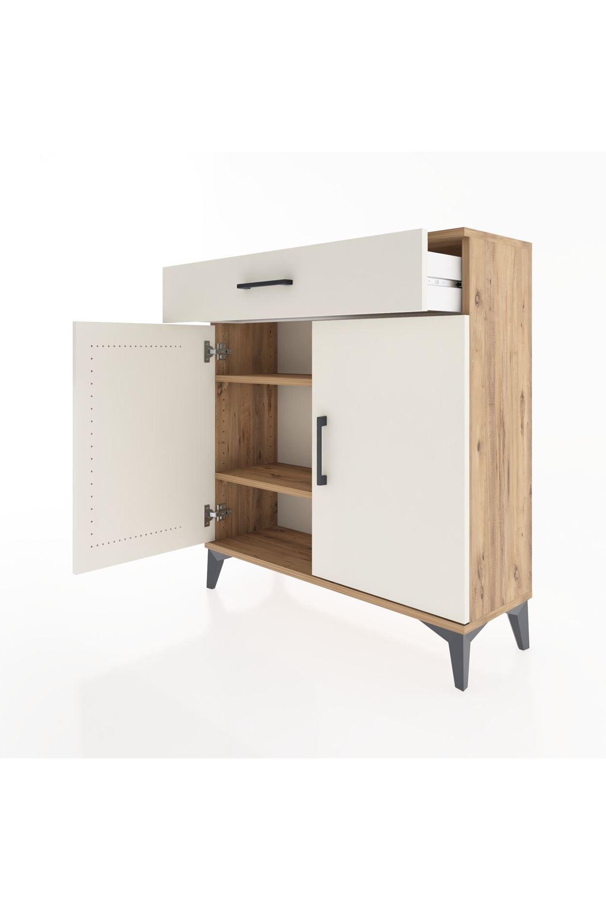 Arges Şifonyer 2 Raflı Tek Çekmeceli 2 Kapaklı 88x30x96 Çam-Aytaşı