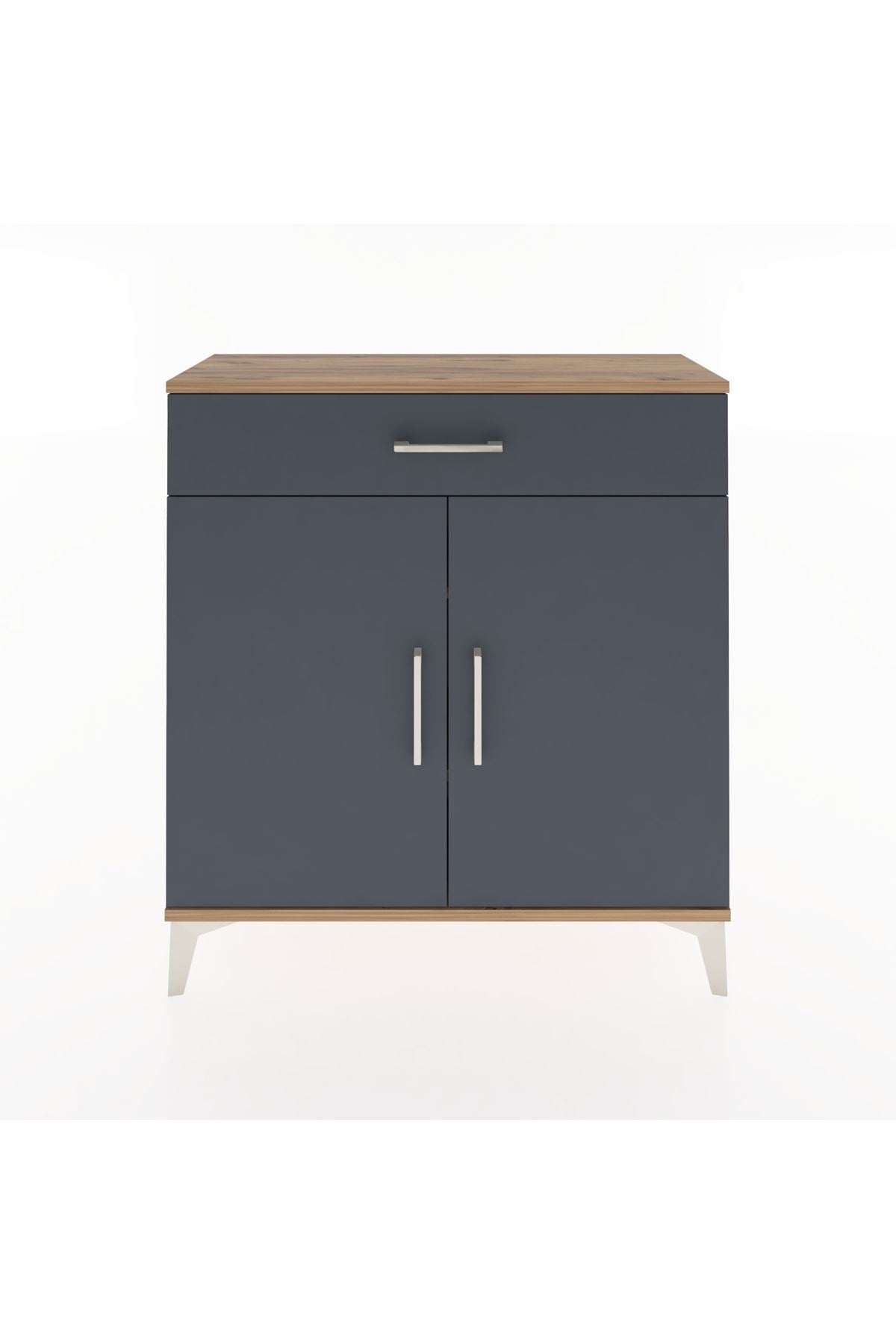 Arges Şifonyer 2 Raflı Tek Çekmeceli 2 Kapaklı 88x30x96 Çam-Antrasit