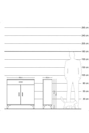 Arges Şifonyer 2 Raflı Tek Çekmeceli 2 Kapaklı 88x30x96 Çam-Antrasit
