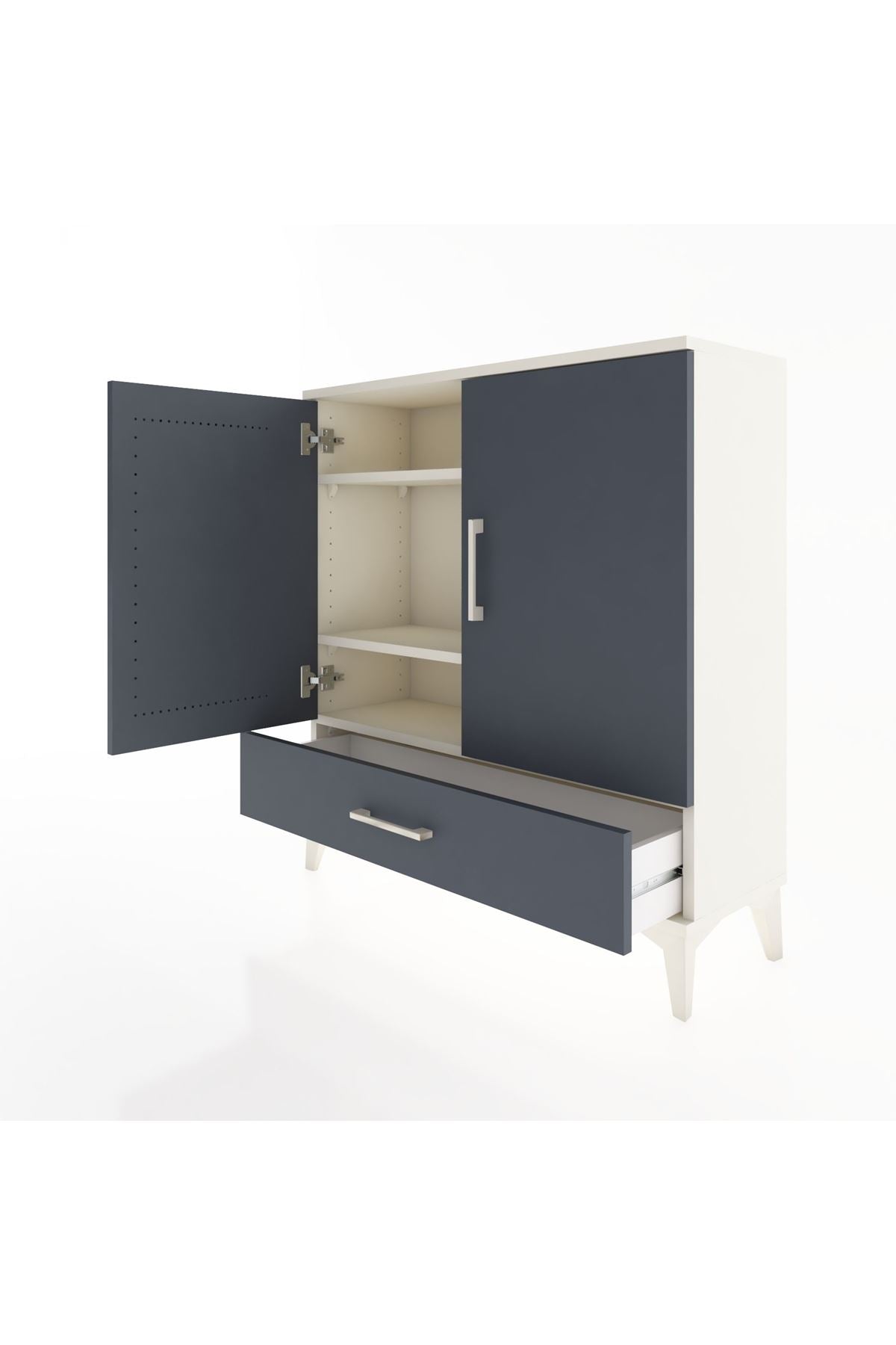Arges Şifonyer 3 Raflı Tek Çekmeceli 2 Kapaklı 88x30x96 Aytaşı-Antrasit