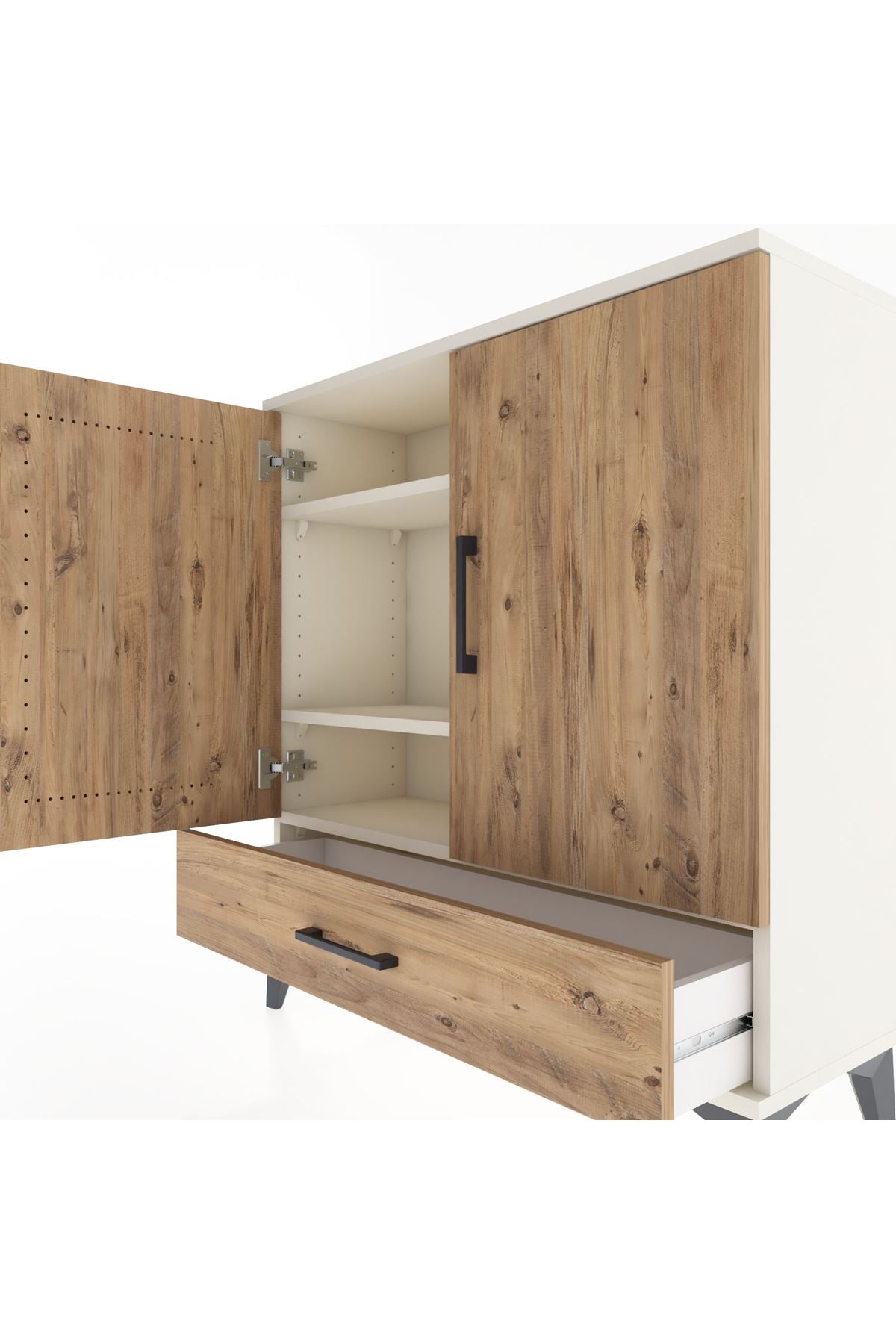 Arges Şifonyer 3 Raflı Tek Çekmeceli 2 Kapaklı 88x30x96 Aytaşı-Çam