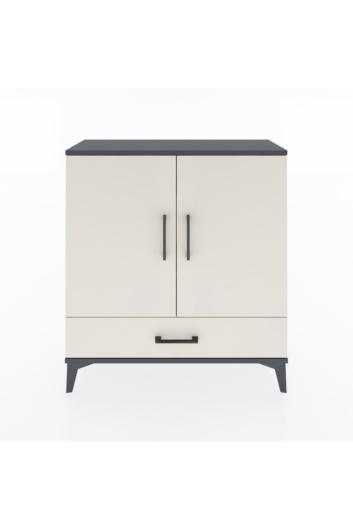 Arges Şifonyer 3 Raflı Tek Çekmeceli 2 Kapaklı 88x30x96 Antrasit-Aytaşı