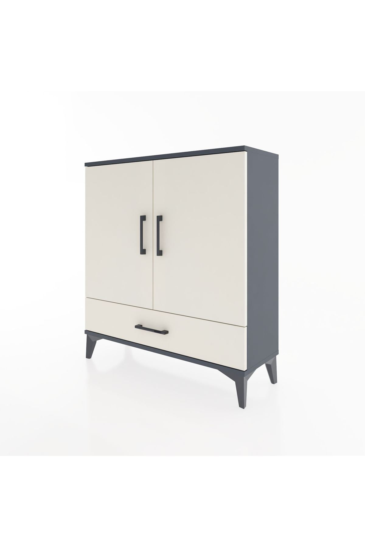 Arges Şifonyer 3 Raflı Tek Çekmeceli 2 Kapaklı 88x30x96 Antrasit-Aytaşı