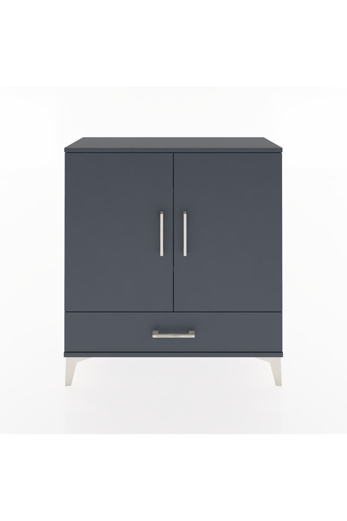 Arges Şifonyer 3 Raflı Tek Çekmeceli 2 Kapaklı 88x30x96 Antrasit-Antrasit