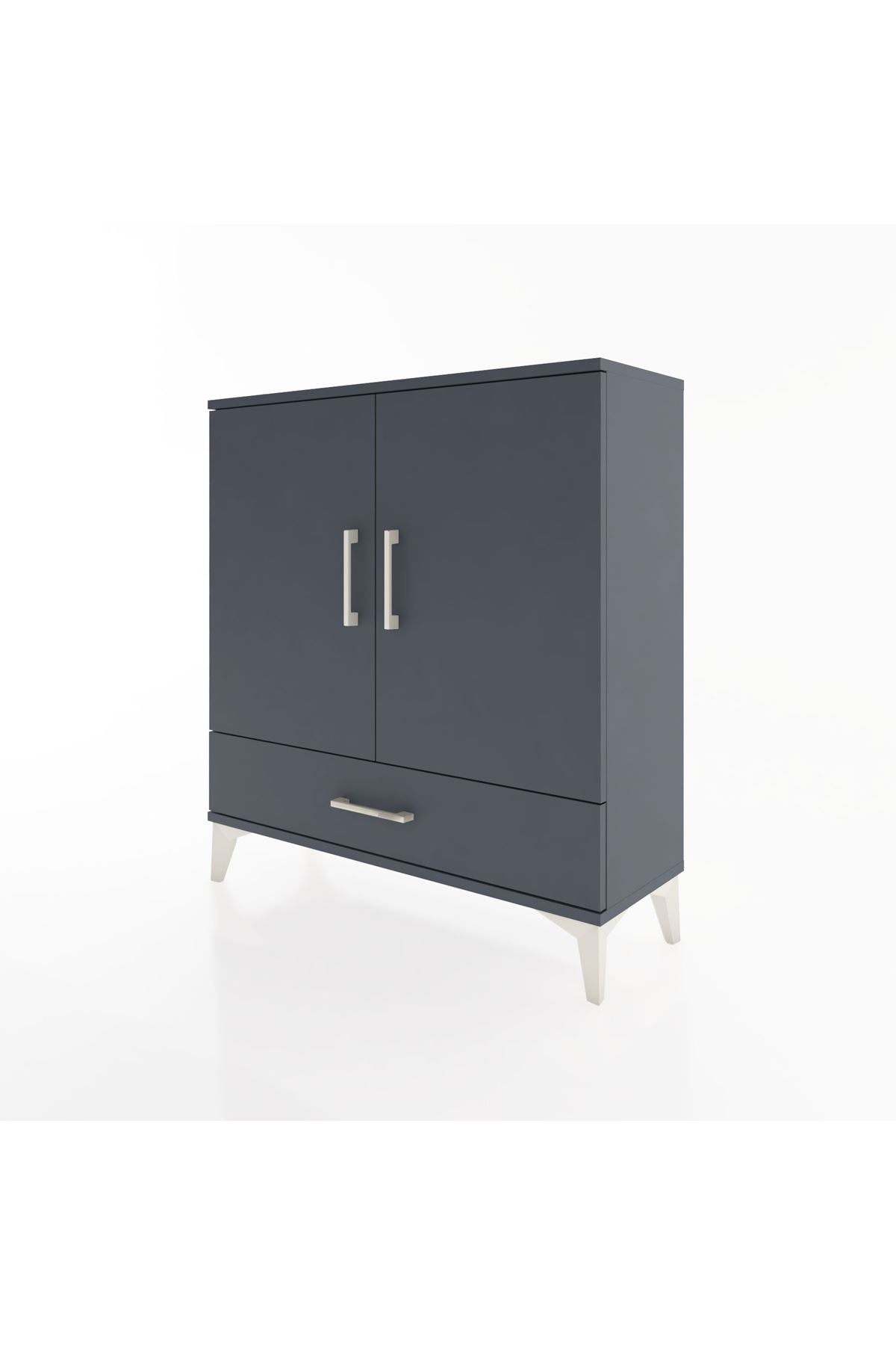 Arges Şifonyer 3 Raflı Tek Çekmeceli 2 Kapaklı 88x30x96 Antrasit-Antrasit