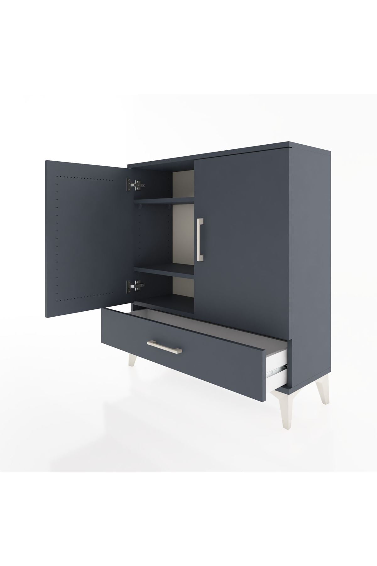 Arges Şifonyer 3 Raflı Tek Çekmeceli 2 Kapaklı 88x30x96 Antrasit-Antrasit