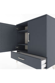 Arges Şifonyer 3 Raflı Tek Çekmeceli 2 Kapaklı 88x30x96 Antrasit-Antrasit