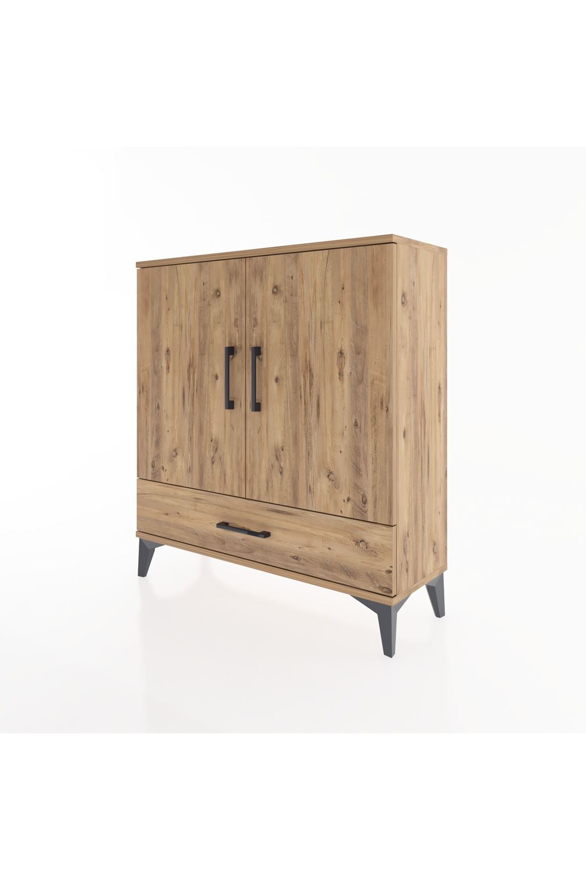 Arges Şifonyer 3 Raflı Tek Çekmeceli 2 Kapaklı 88x30x96 Çam-Çam