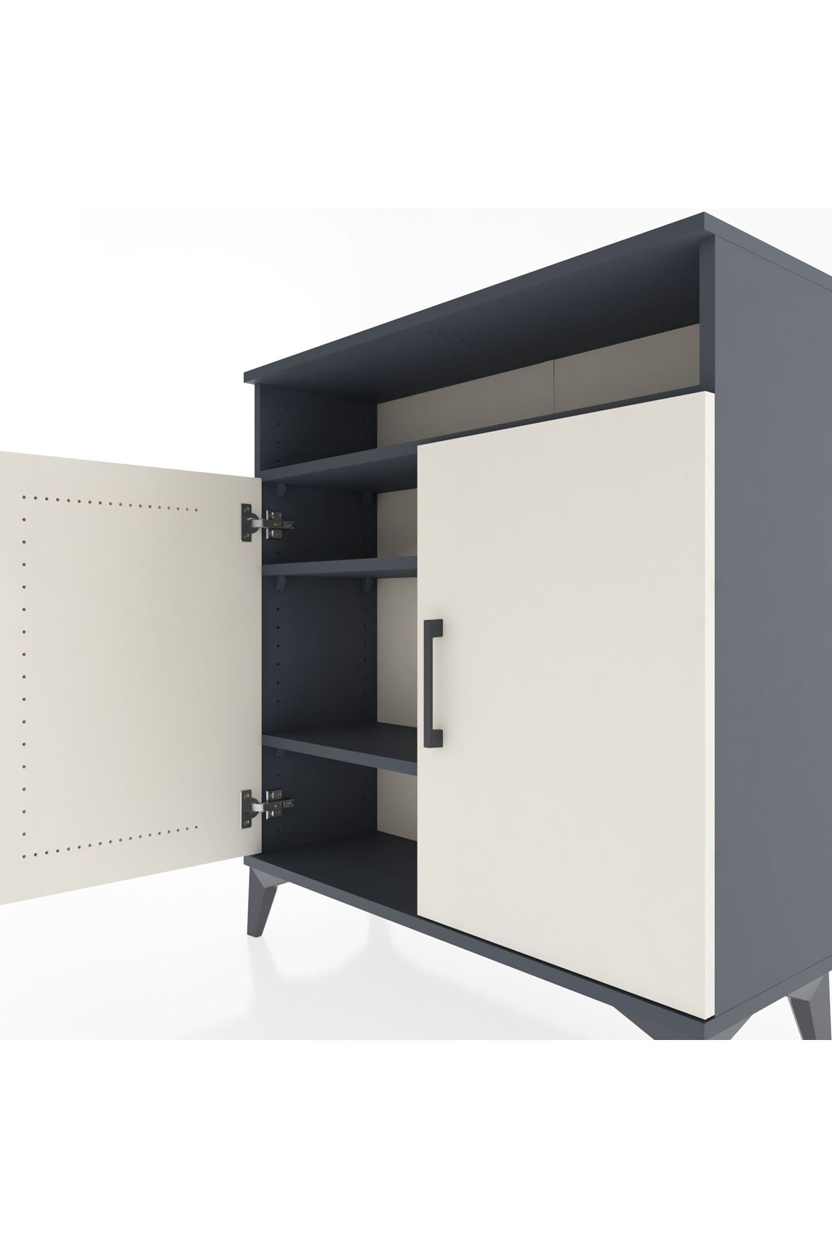 Arges Şifonyer 3 Raflı 2 Kapaklı 88x30x96 Antrasit-Aytaşı