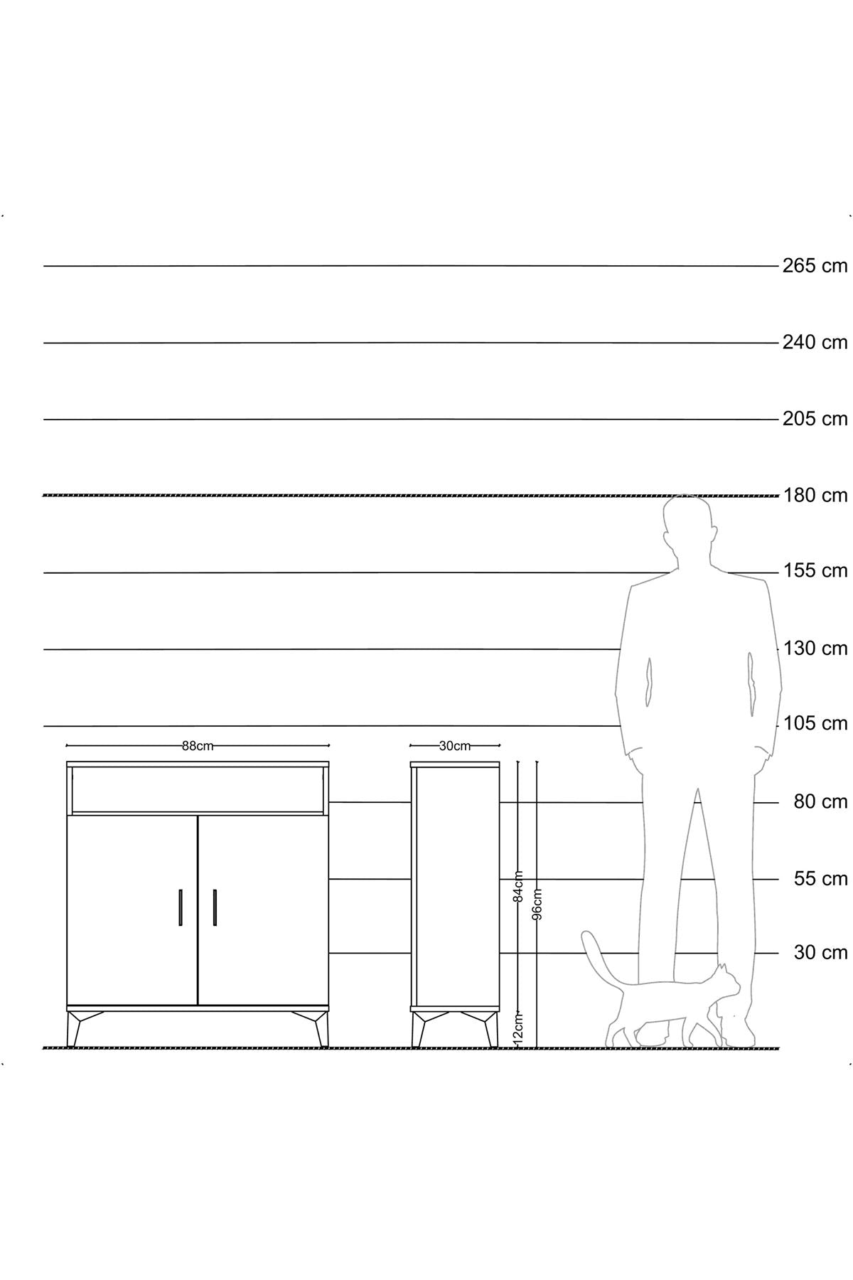 Arges Şifonyer 3 Raflı 2 Kapaklı 88x30x96 Antrasit-Antrasit
