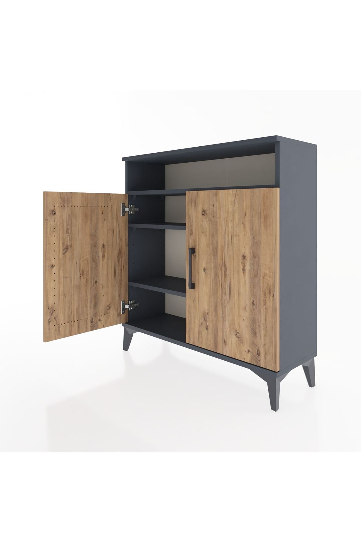 Arges Şifonyer 3 Raflı 2 Kapaklı 88x30x96 Antrasit-Çam