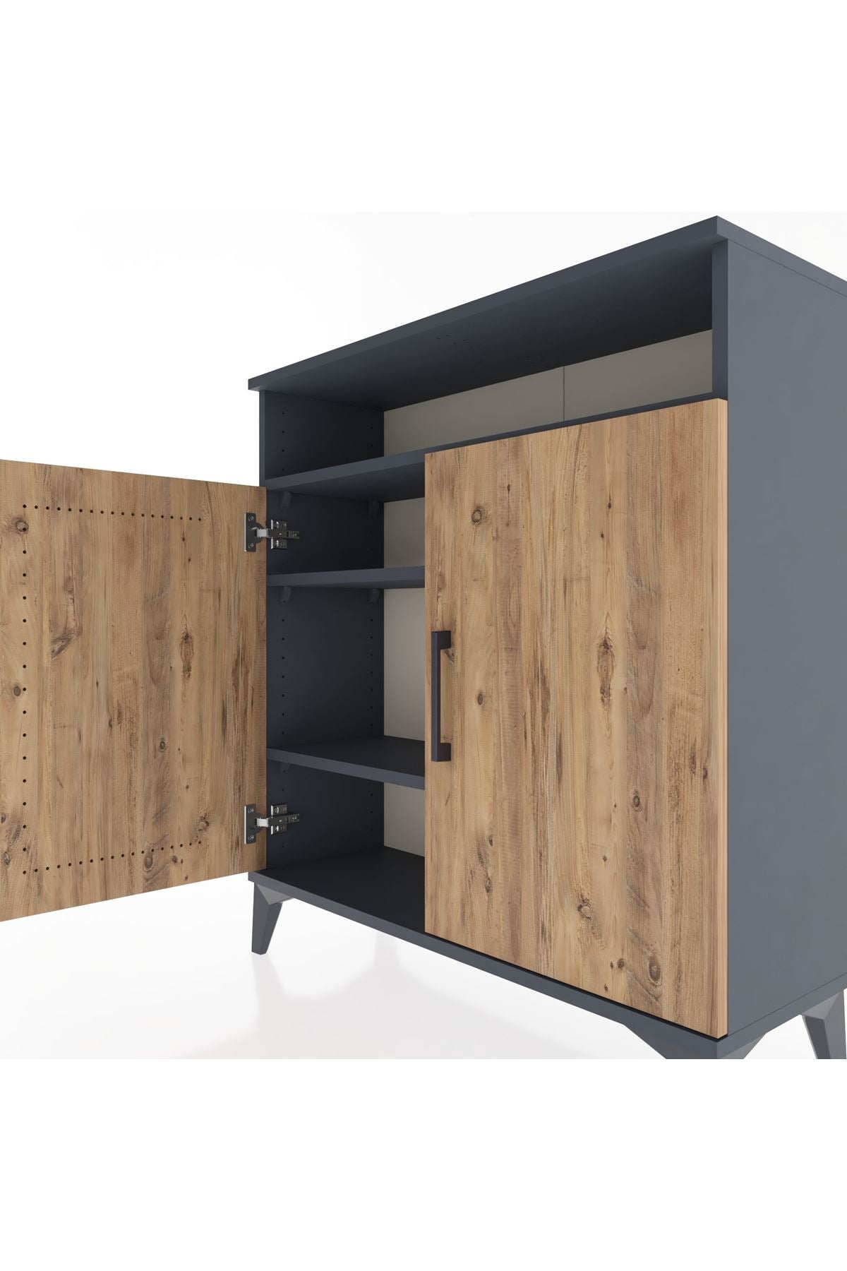 Arges Şifonyer 3 Raflı 2 Kapaklı 88x30x96 Antrasit-Çam