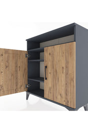 Arges Şifonyer 3 Raflı 2 Kapaklı 88x30x96 Antrasit-Çam