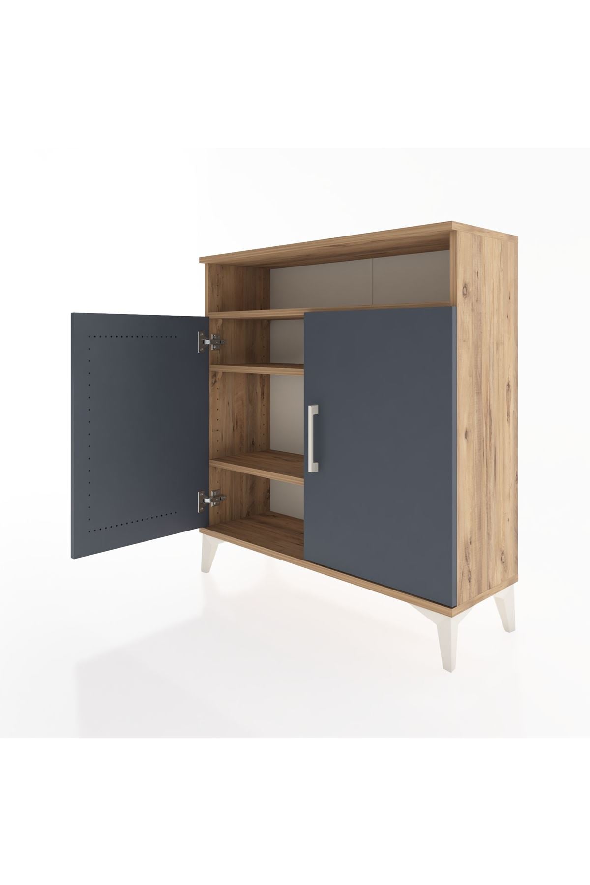 Arges Şifonyer 3 Raflı 2 Kapaklı 88x30x96 Çam-Antrasit