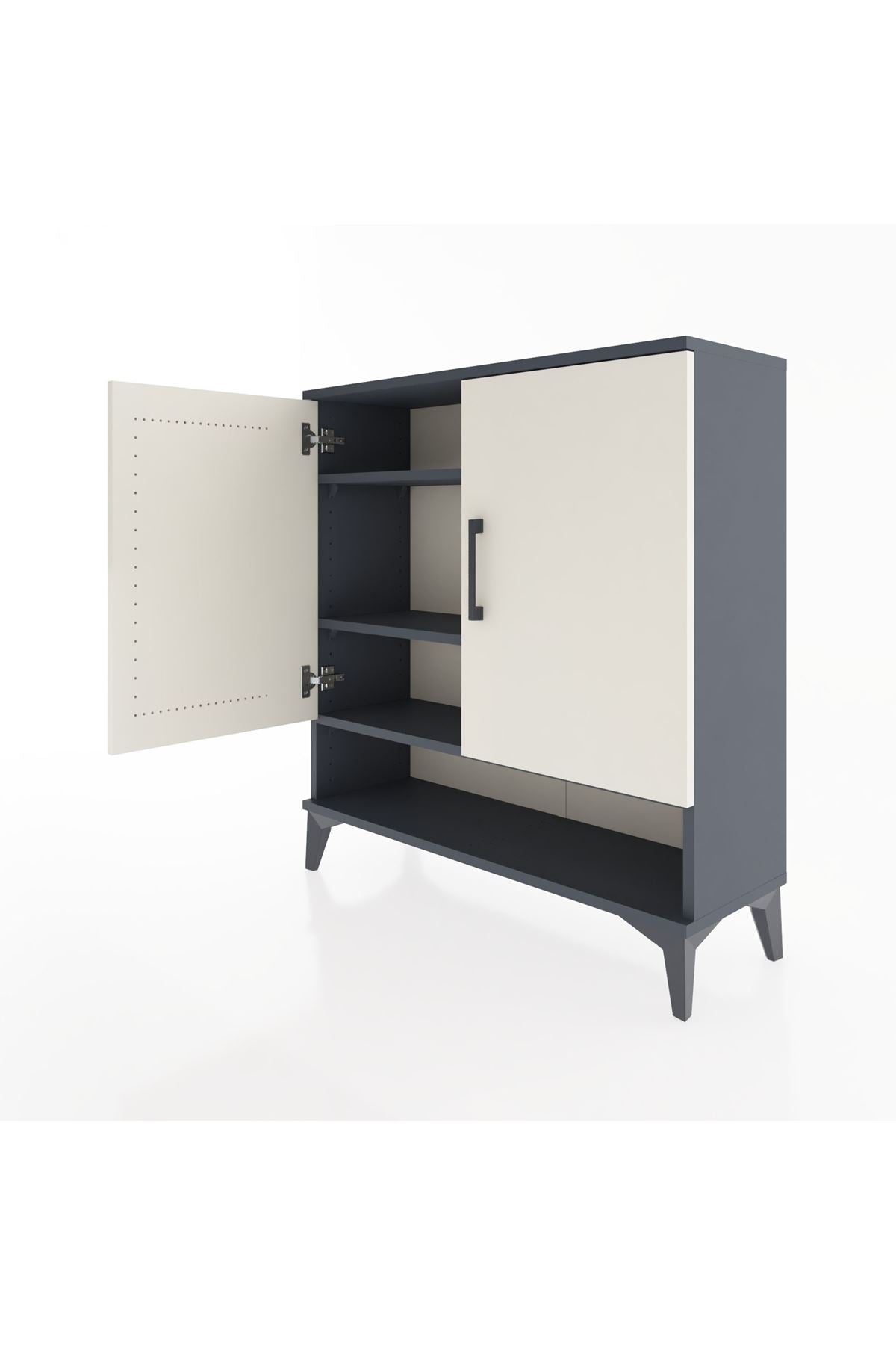 Arges Şifonyer 3 Raflı 2 Kapaklı 88x30x96 Antrasit-Aytaşı