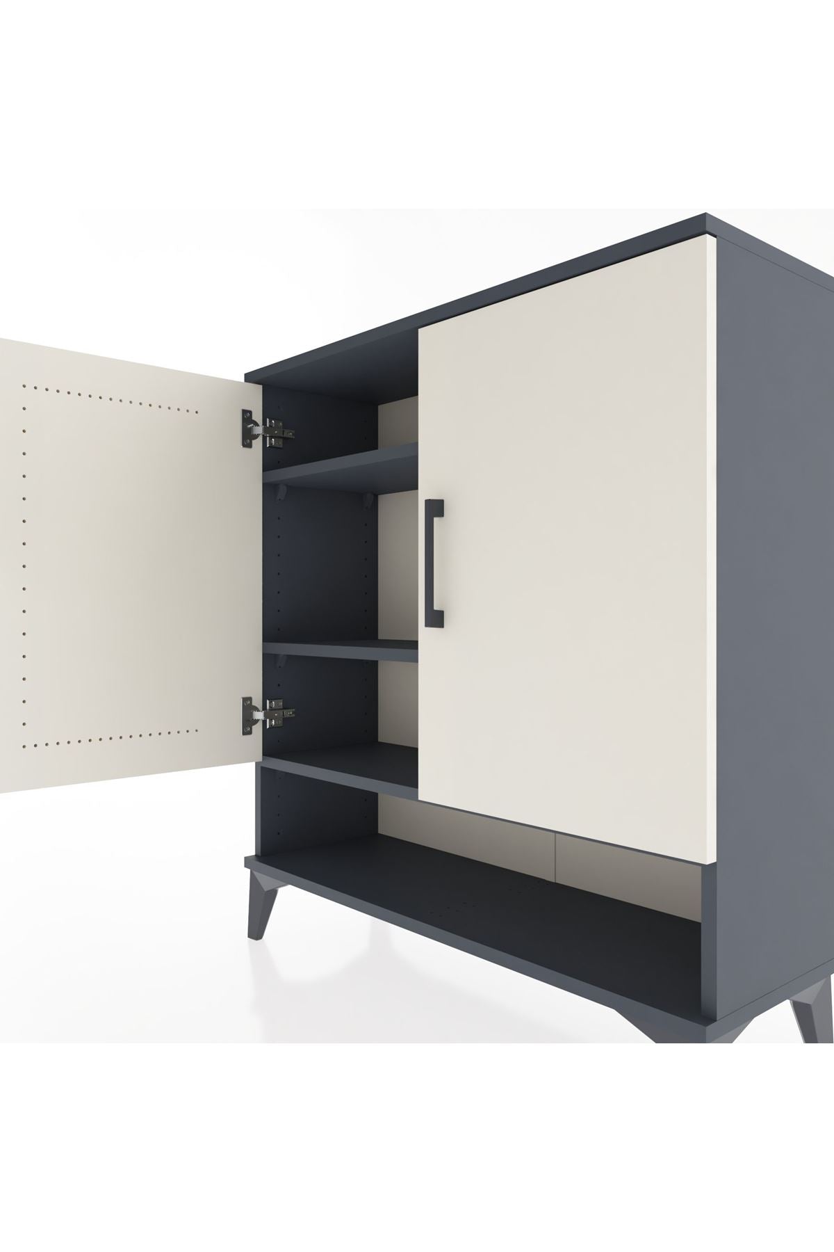 Arges Şifonyer 3 Raflı 2 Kapaklı 88x30x96 Antrasit-Aytaşı