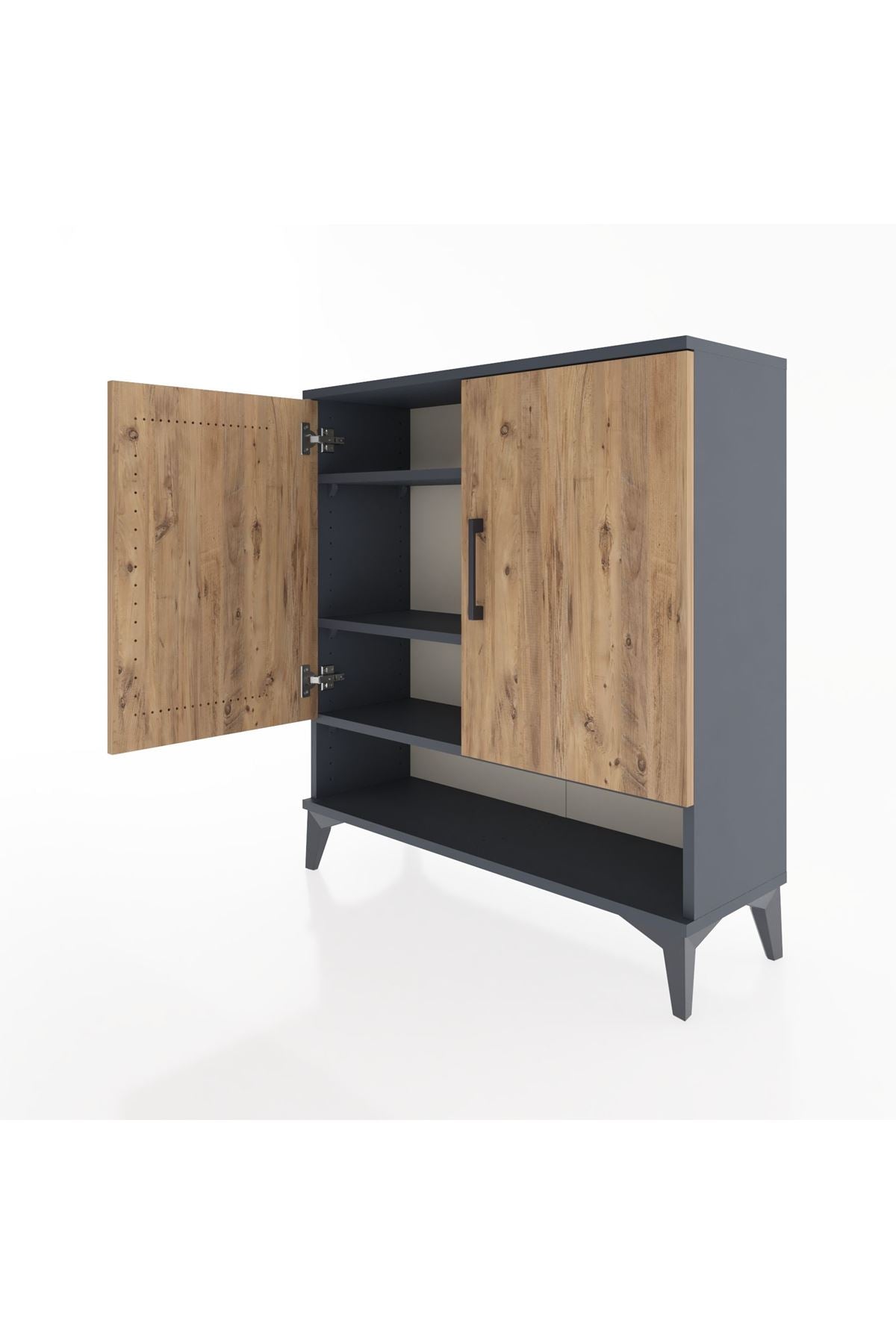 Arges Şifonyer 3 Raflı 2 Kapaklı 88x30x96 Antrasit-Çam