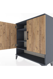 Arges Şifonyer 3 Raflı 2 Kapaklı 88x30x96 Antrasit-Çam