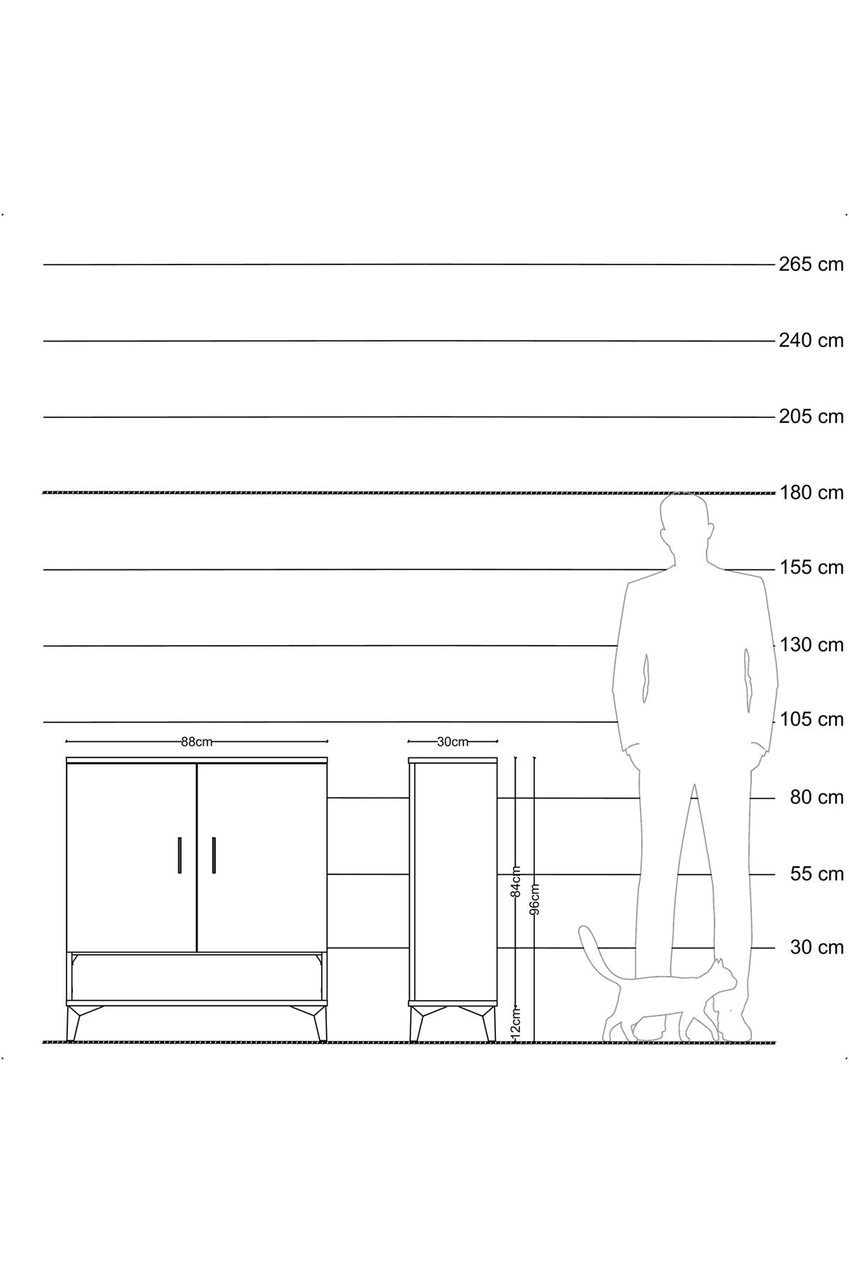 Arges Şifonyer 3 Raflı 2 Kapaklı 88x30x96 Çam-Aytaşı