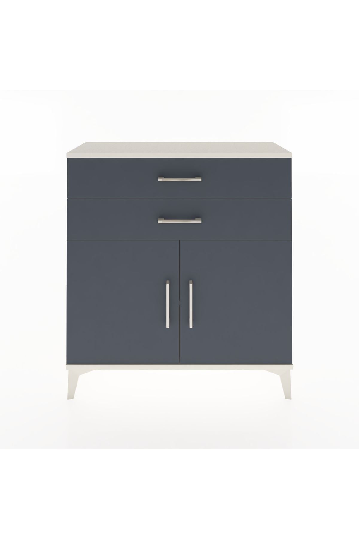 Arges Şifonyer Tek Raflı 2 Çekmeceli 2 Kapaklı 88x30x96 Aytaşı-Antrasit