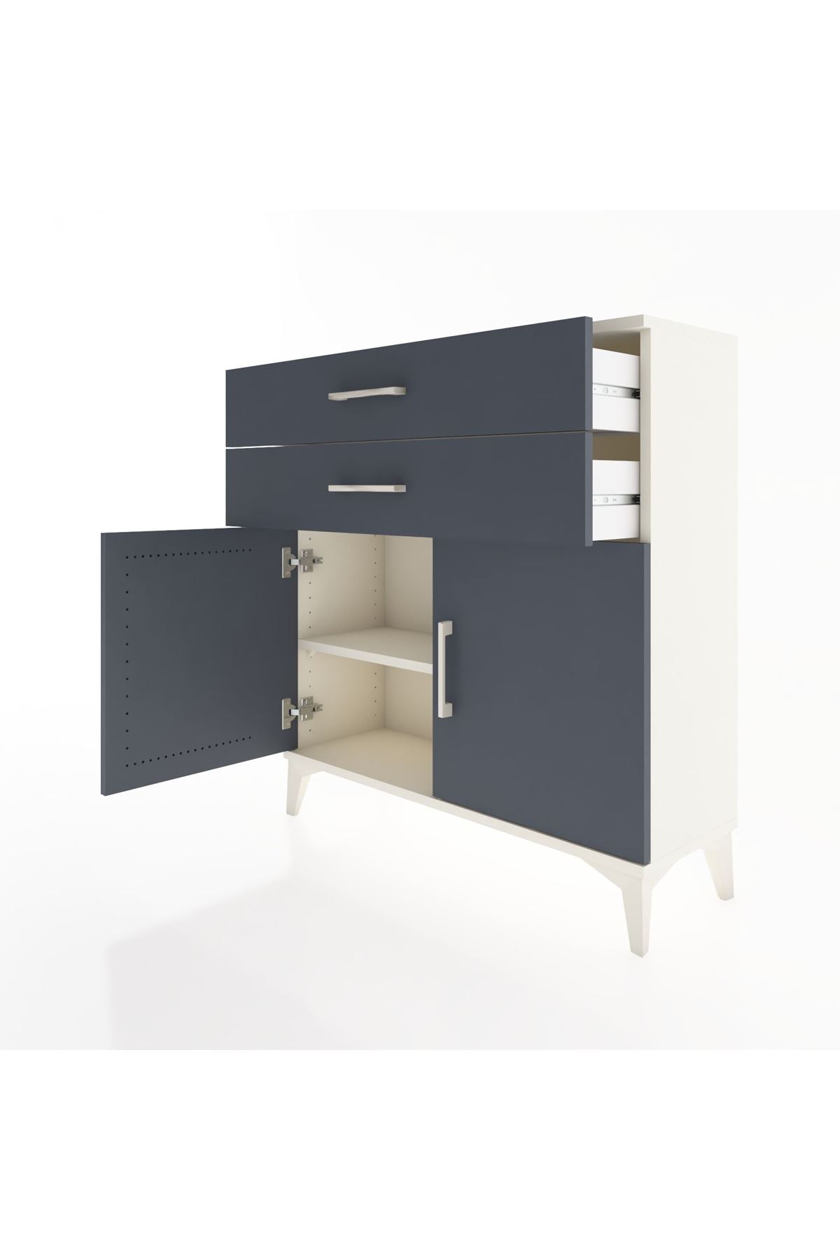 Arges Şifonyer Tek Raflı 2 Çekmeceli 2 Kapaklı 88x30x96 Aytaşı-Antrasit