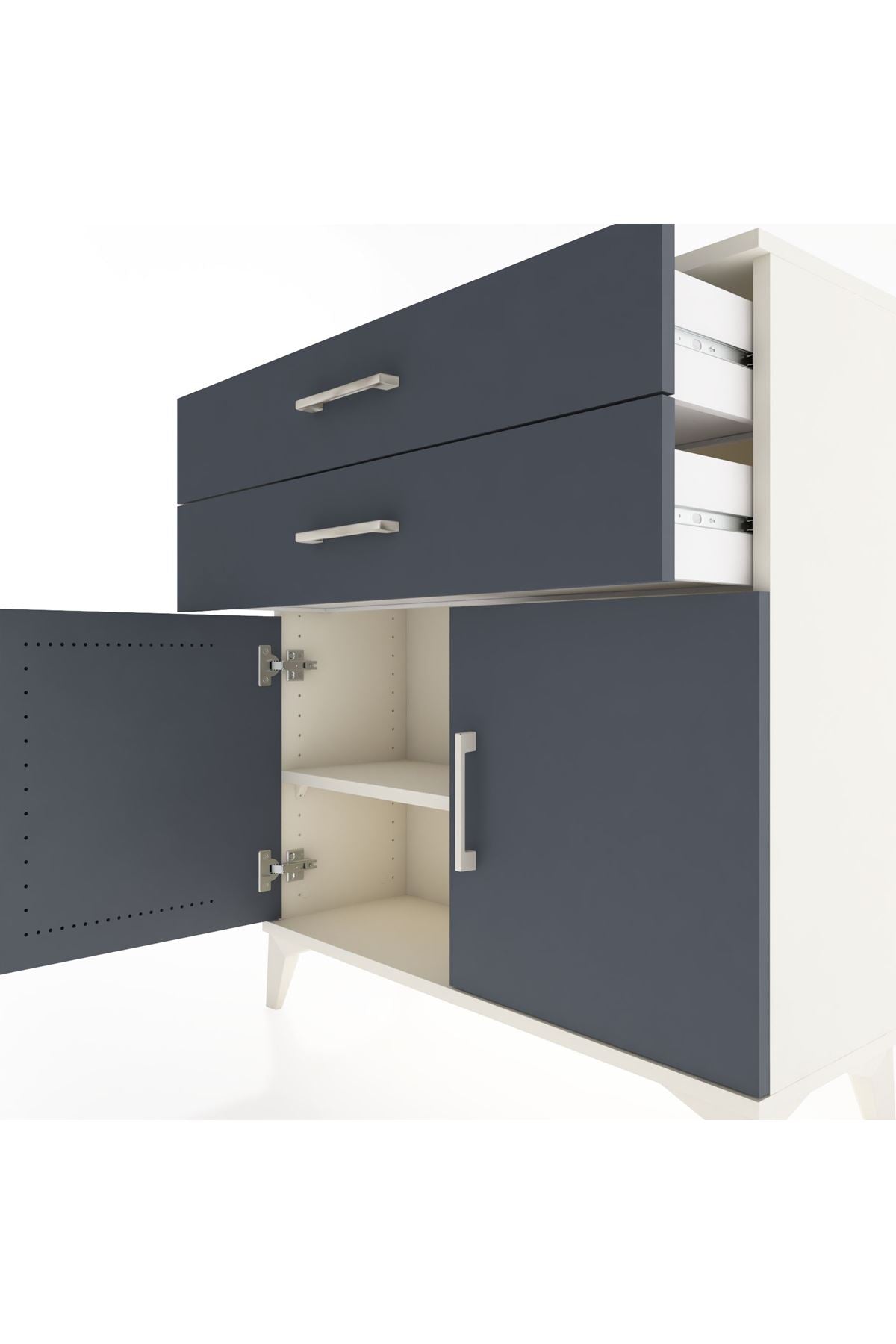 Arges Şifonyer Tek Raflı 2 Çekmeceli 2 Kapaklı 88x30x96 Aytaşı-Antrasit