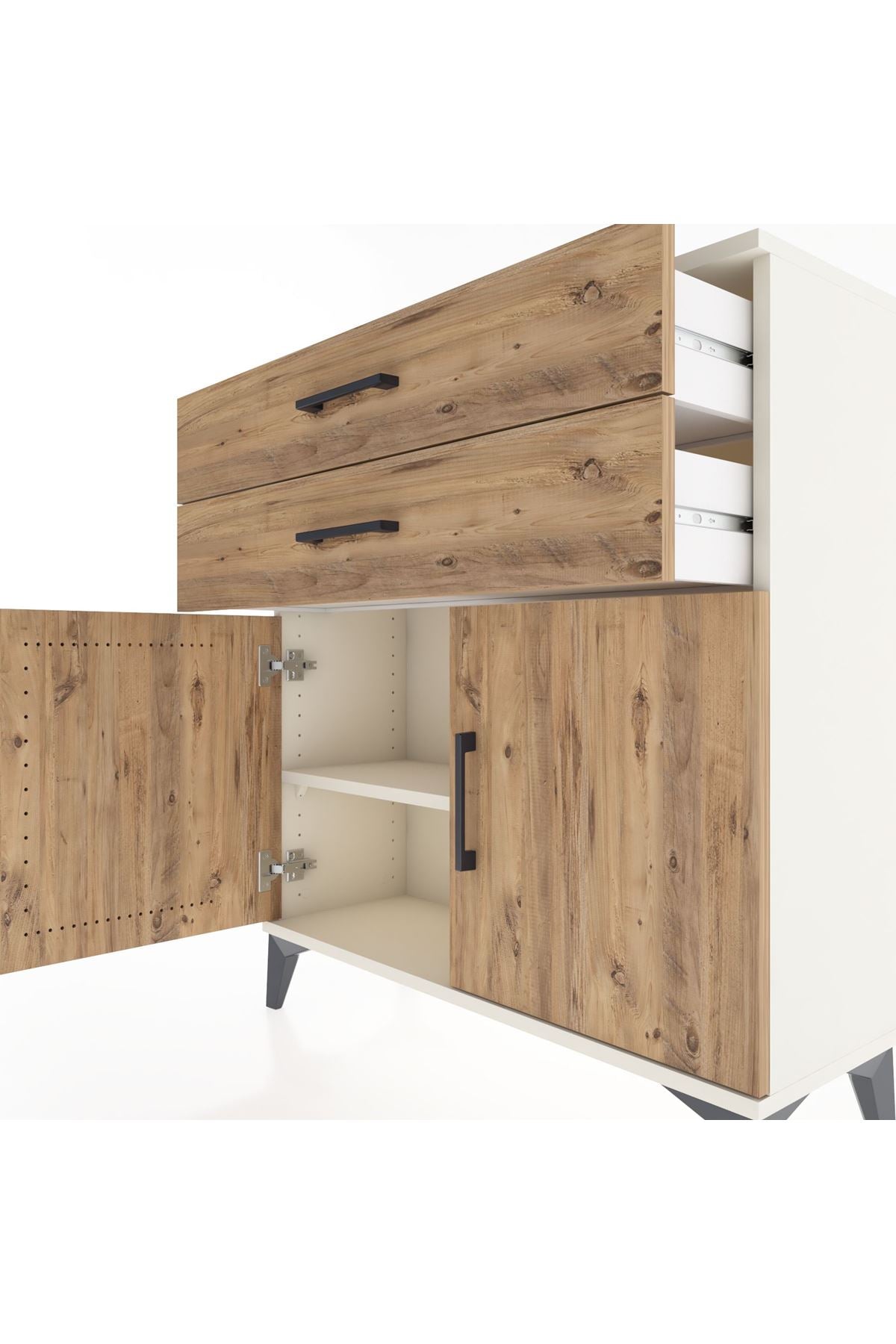Arges Şifonyer Tek Raflı 2 Çekmeceli 2 Kapaklı 88x30x96 Aytaşı-Çam