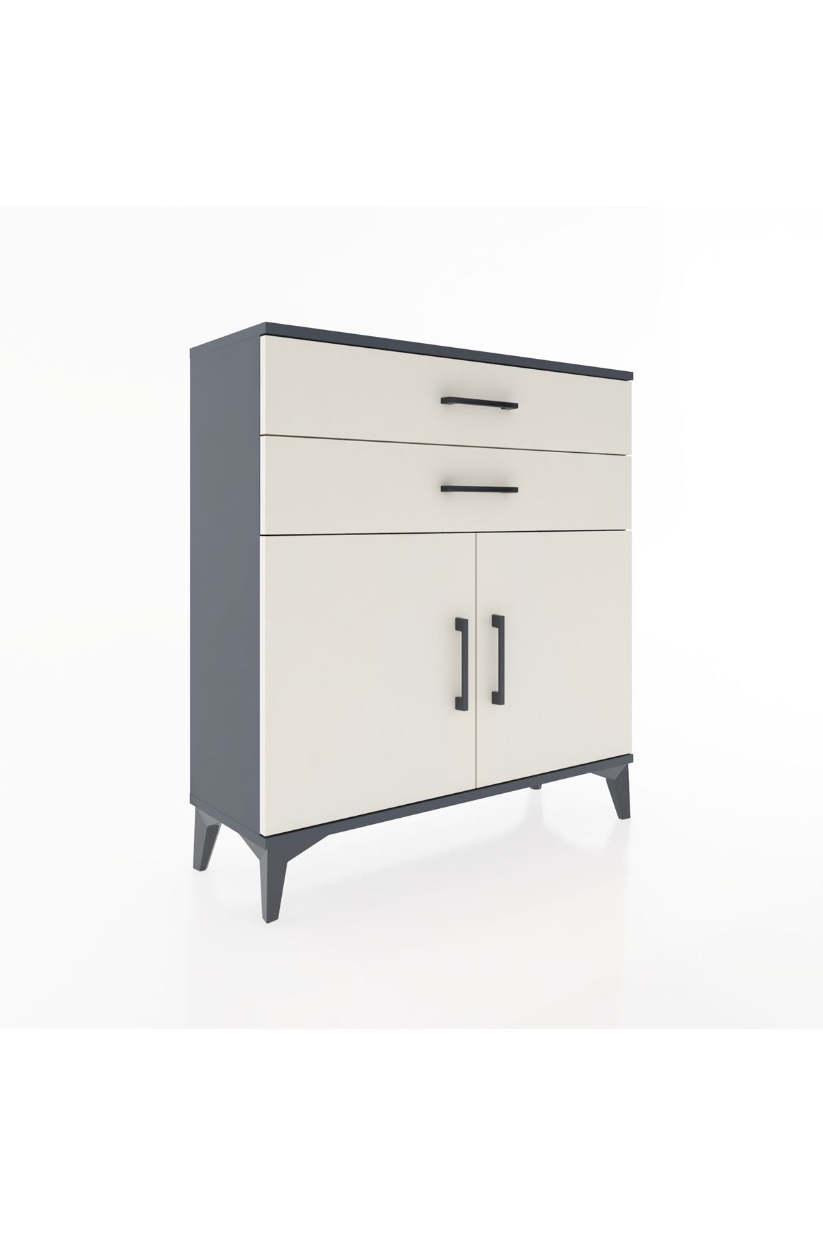 Arges Şifonyer Tek Raflı 2 Çekmeceli 2 Kapaklı 88x30x96 Antrasit-Aytaşı