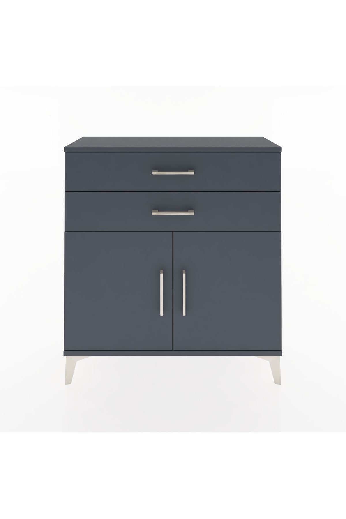 Arges Şifonyer Tek Raflı 2 Çekmeceli 2 Kapaklı 88x30x96 Antrasit-Antrasit